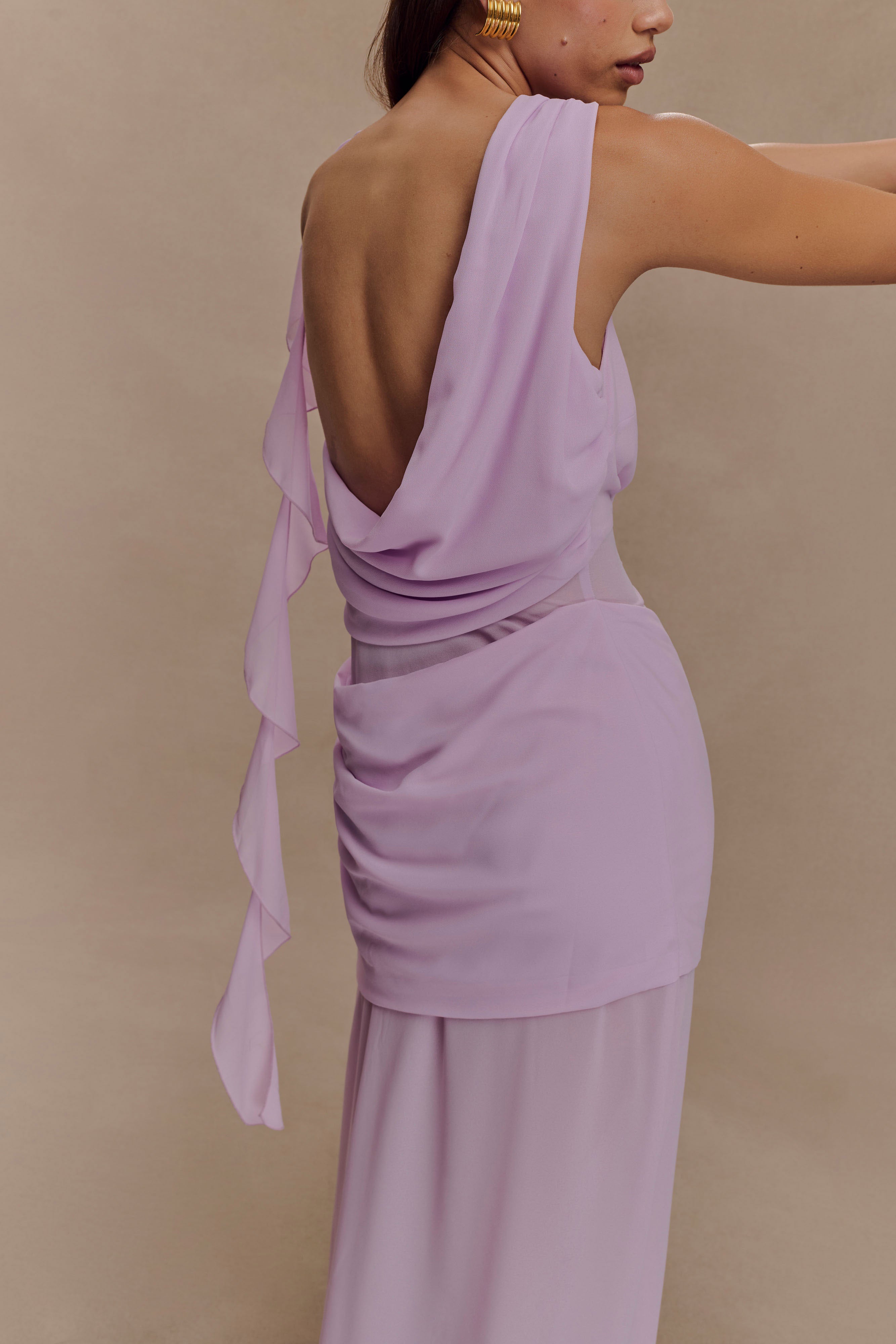 Daria Draped Chiffon Maxi Dress - Light Lilac、mySite、solidvoid