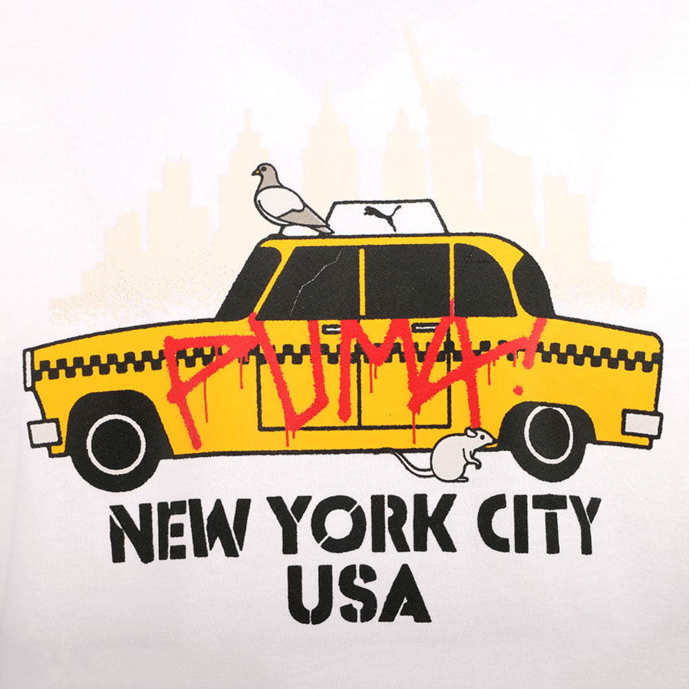 NYC Cartoon Cab Graphic Crew Neck Short Sleeve T-Shirt、mySite、gtrtttuynbv