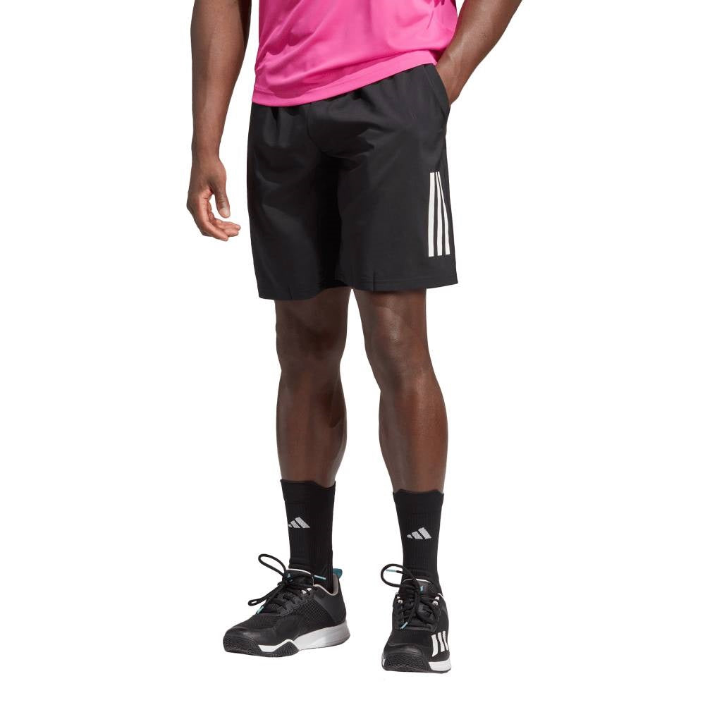 adidas Men's 3 Stripe Club Short 7-Inch (Black)