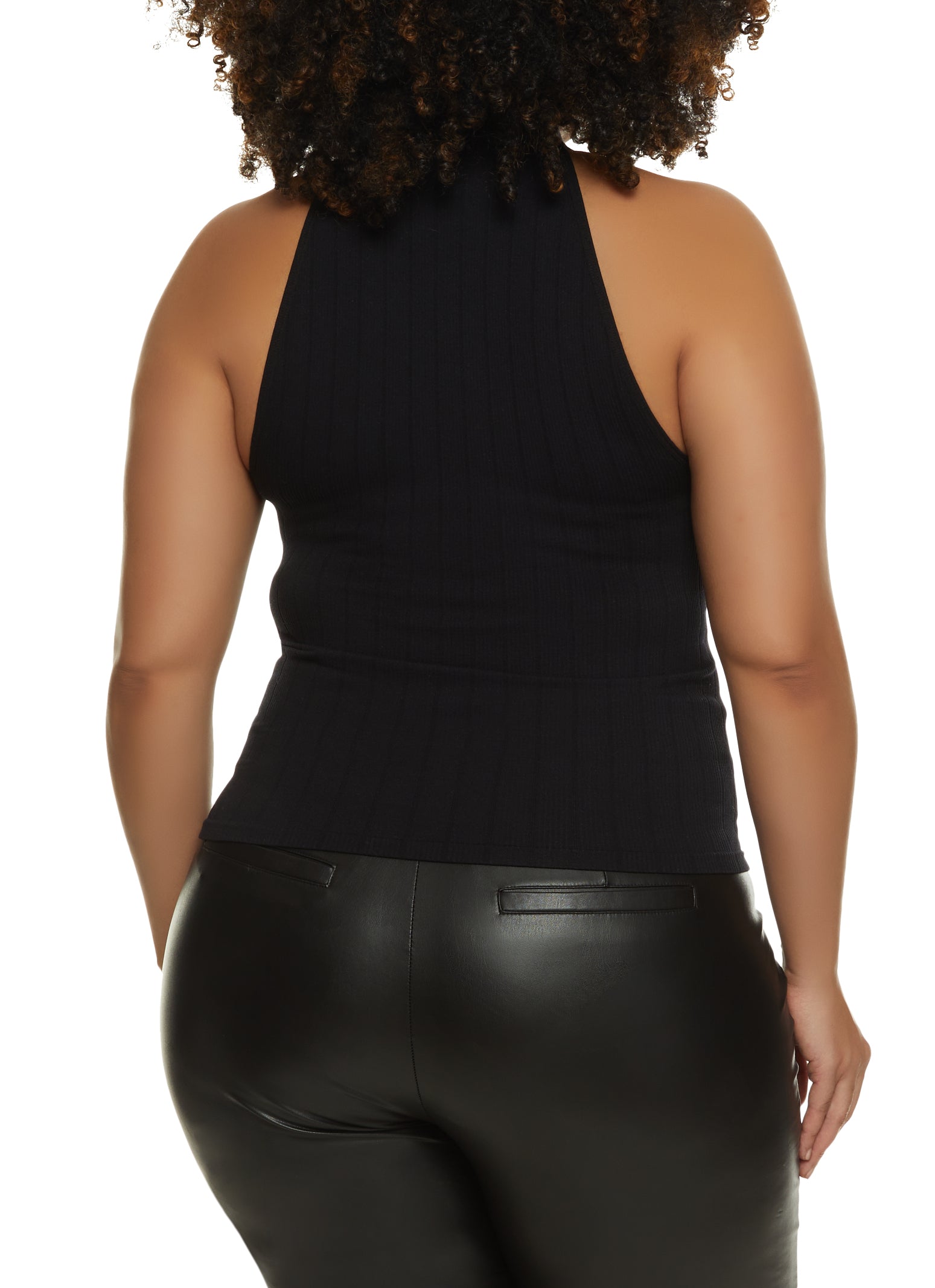 Plus Size Seamless Rib Knit Sleeveless Top、mySite、camillekostekn