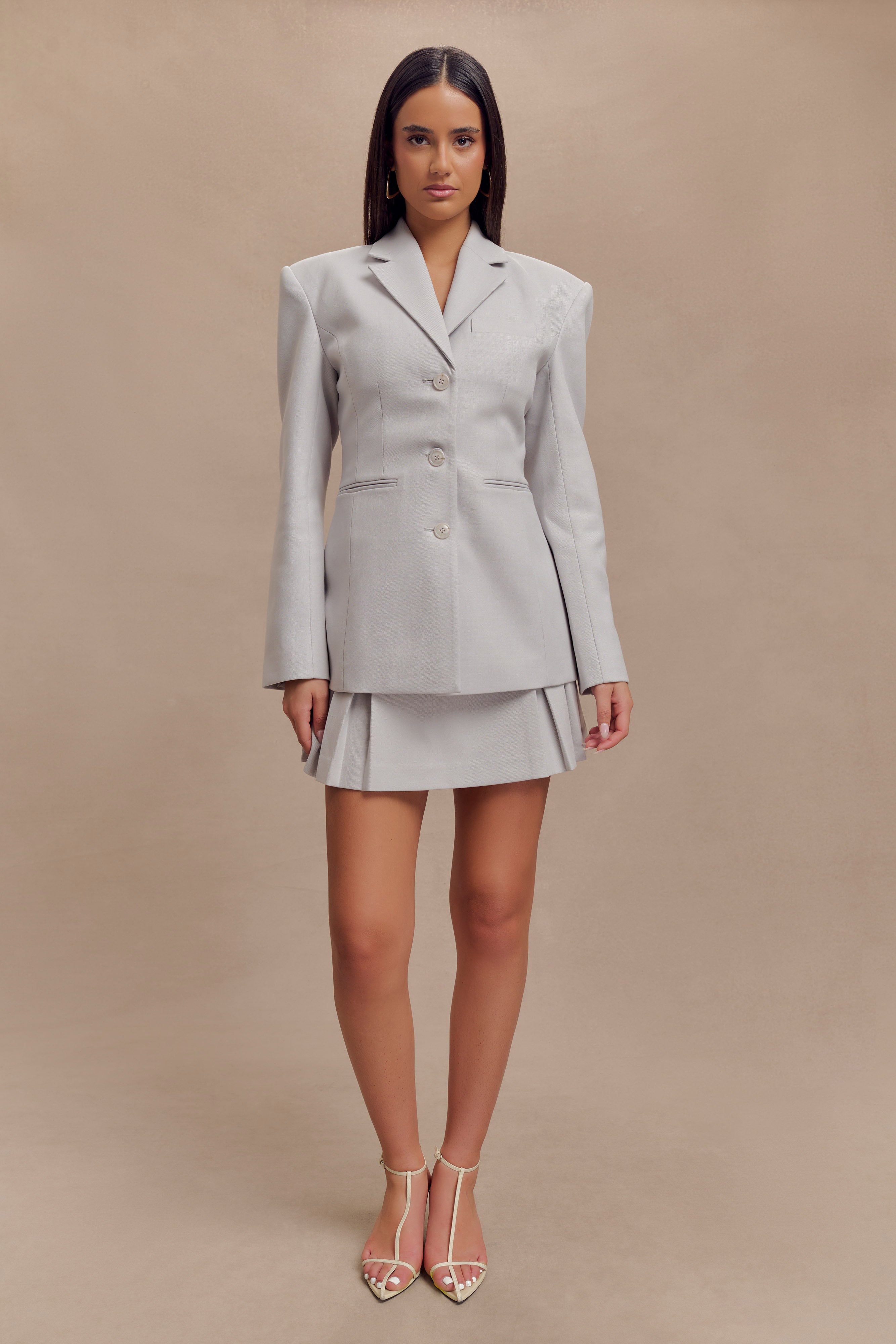 Bellamy Cinched Blazer - Grey、mySite、solidvoid