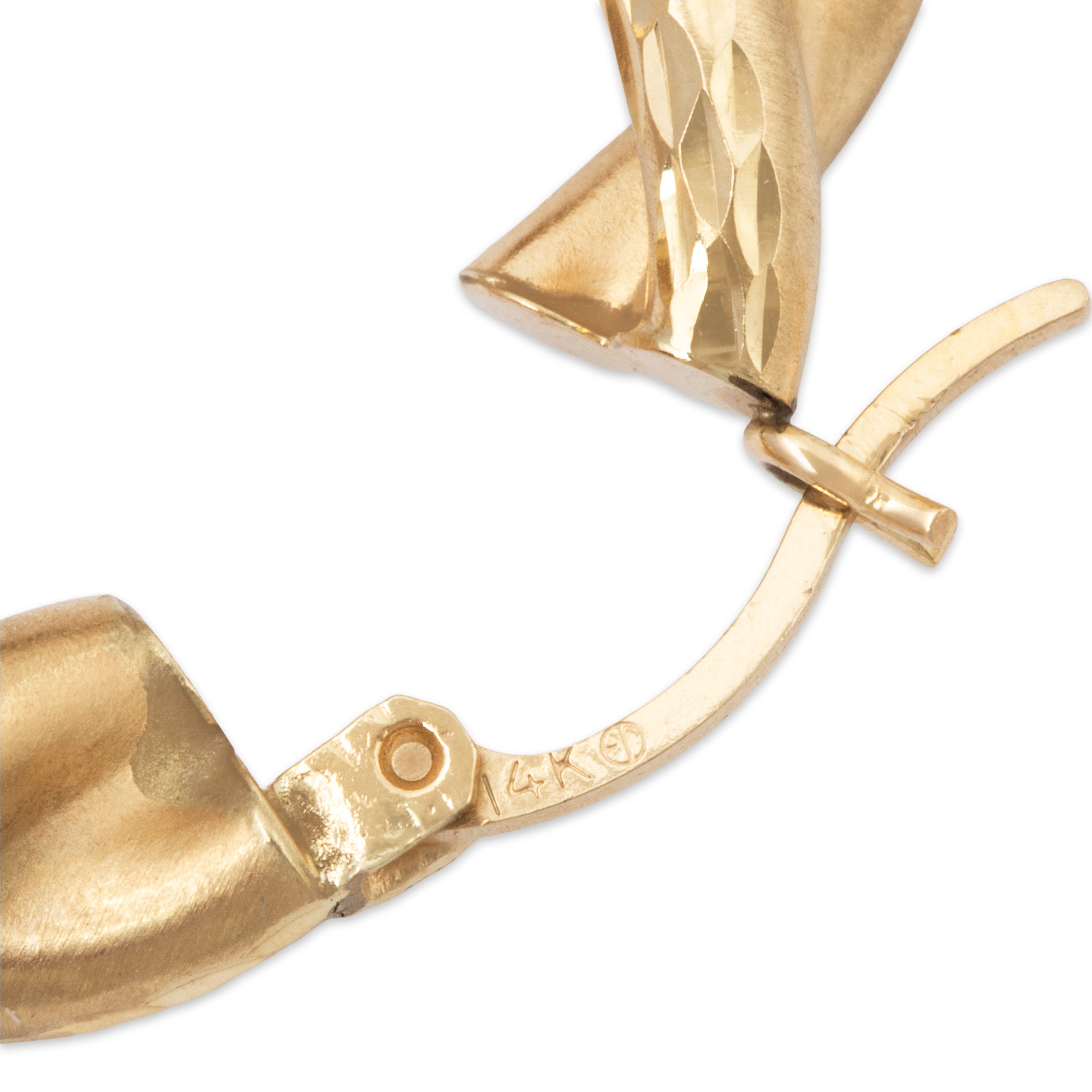 Vintage Large 14k Yellow Gold Satin Sparkling Twists Hoop Earrings、mySite、hinf8tx79