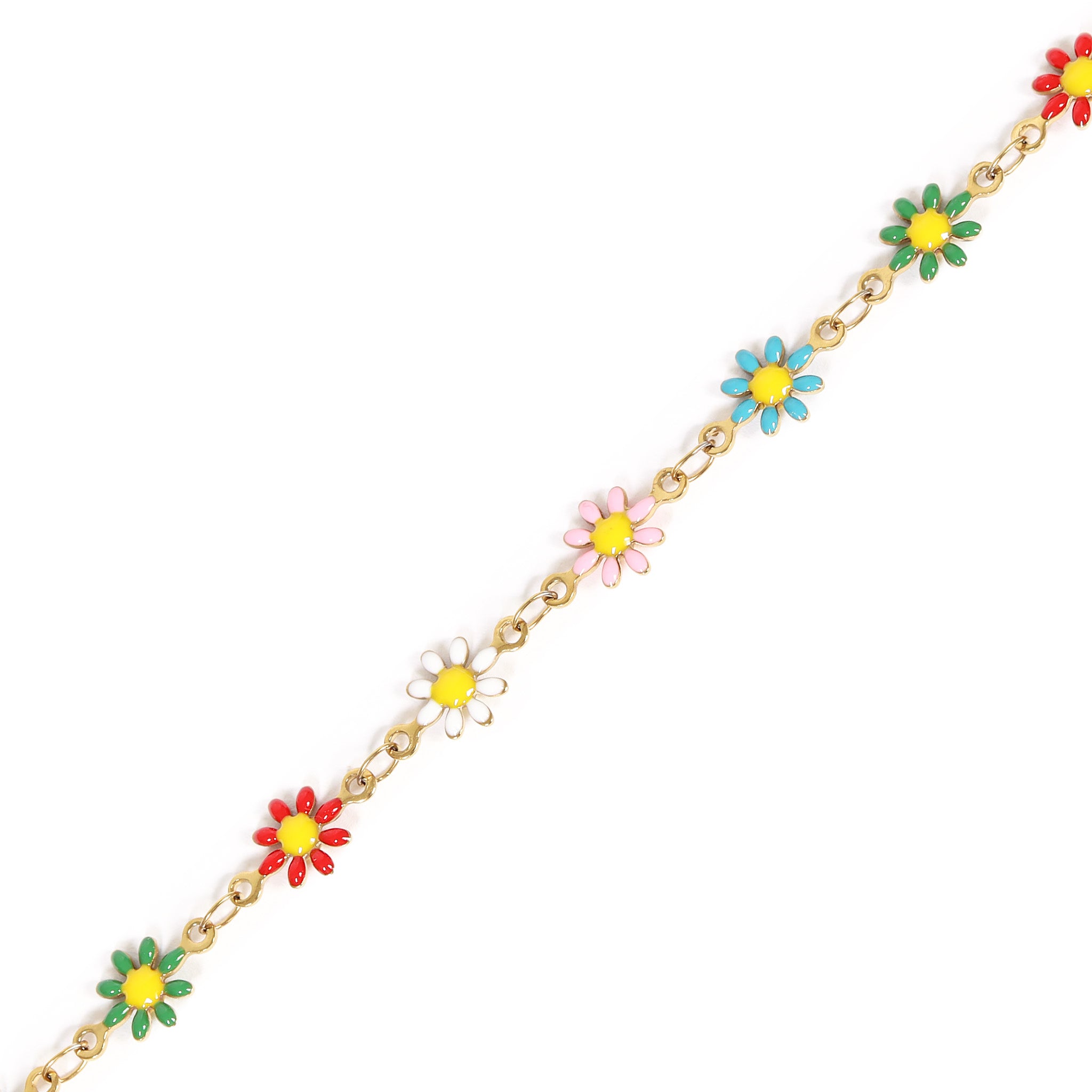 18K Gold PVD Stainless Steel Enamel Flower Chain - By The Foot / SPL1024、mySite、dreamappss