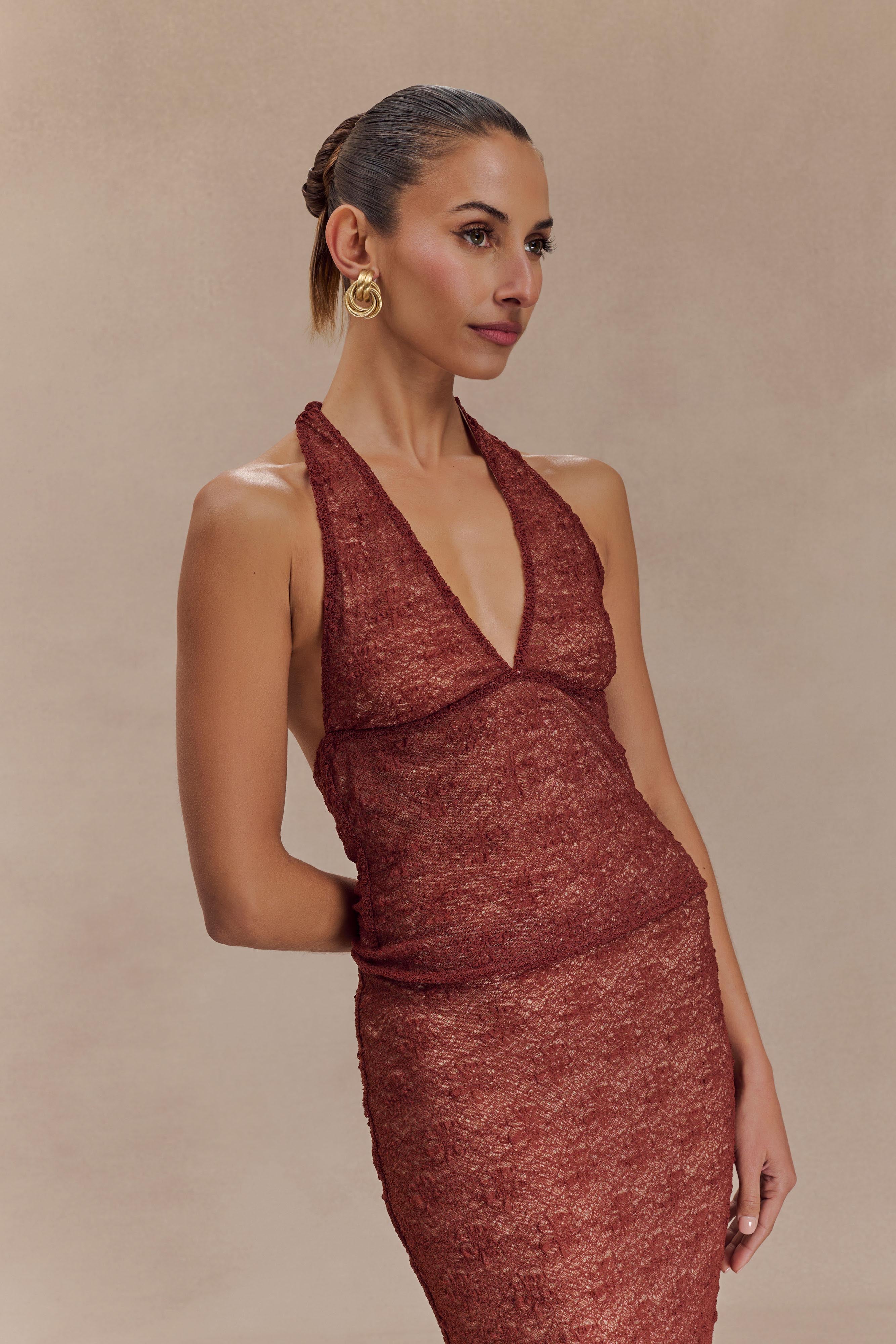 Asher Sheer Lace Halter Top - Chilli、mySite、solidvoid