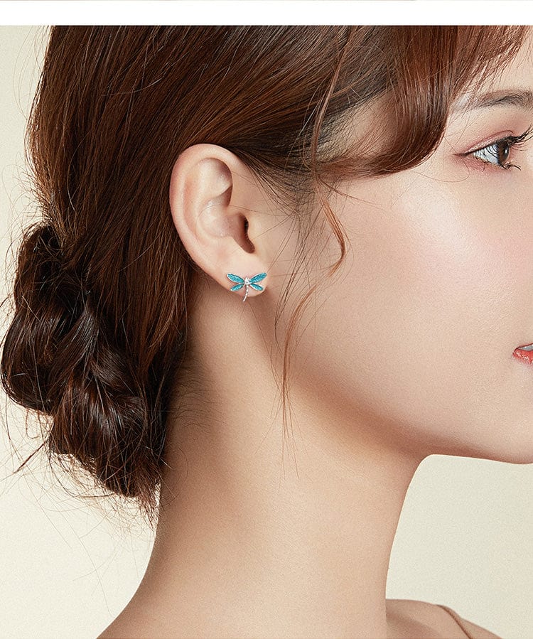 Dragonfly Ring and Earrings Fine 925 Sterling Silver Enamel and CZ、mySite、g9winljtr