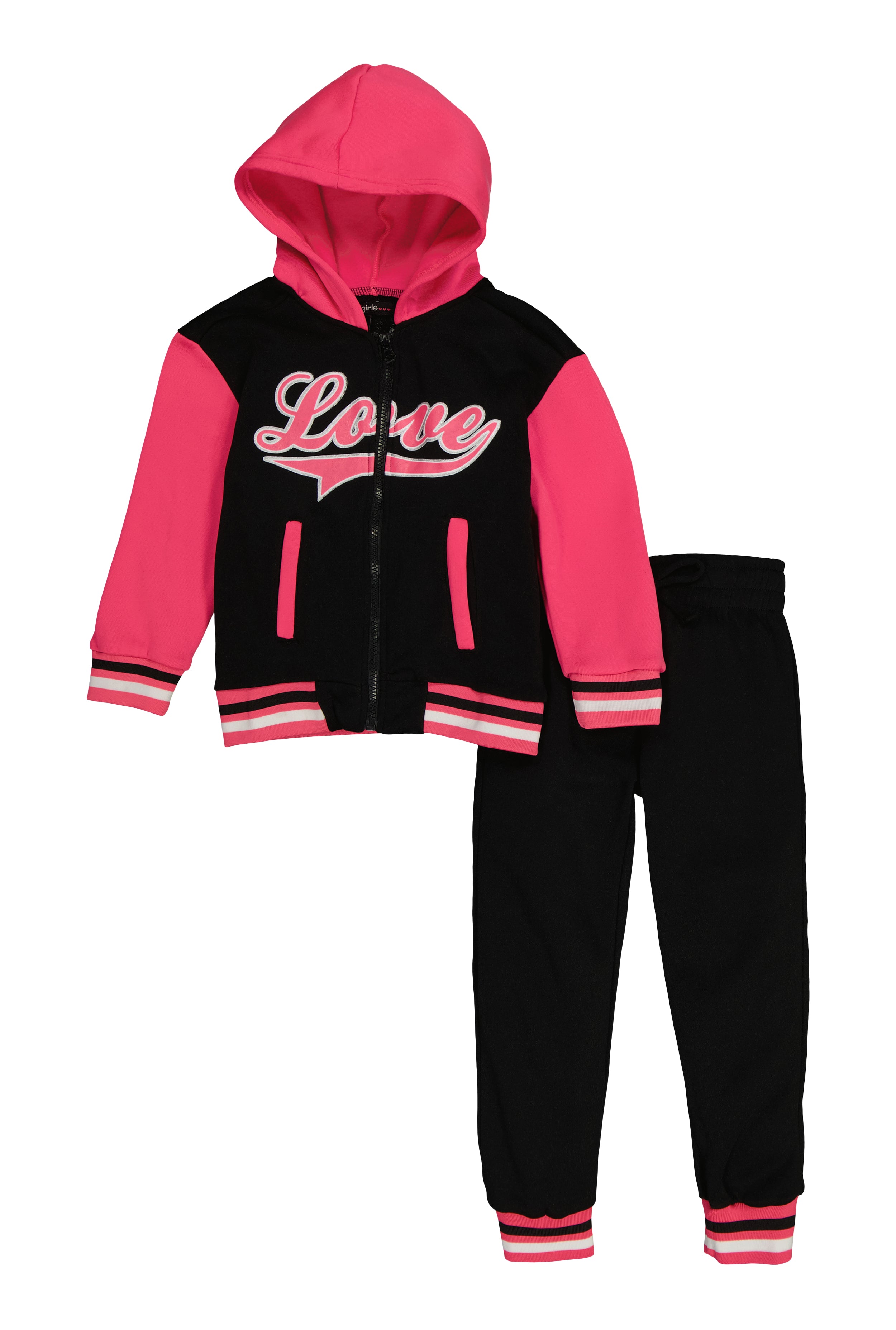 Little Girls Love Color Blocked Zip Front Hoodie and Joggers、mySite、camillekostekn