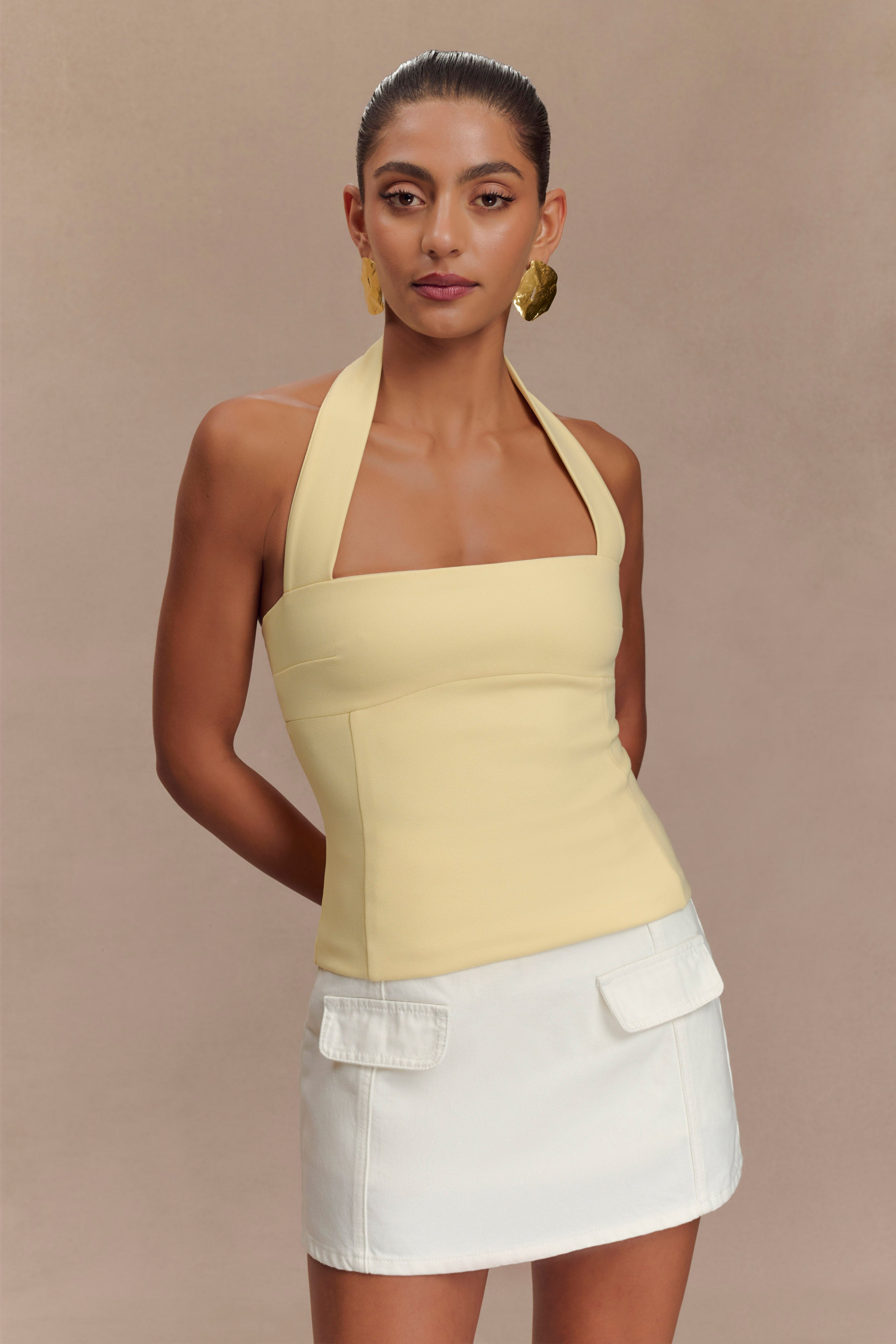 Amelita Suiting Halter Top - Pale Lemon、mySite、solidvoid