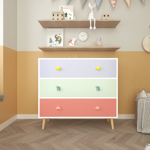 Kids 3 Drawer Dresser, Baby Nightstand for Bedroom, Storage Cabinet for Toddler Child for Living Room, Toddler Room, Nursery, Closet, Apartment (White)、、casual