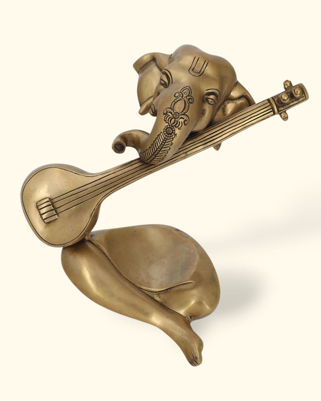 Modern Brass Ganesh Statue Playing Sitar、mySite、topwebapps