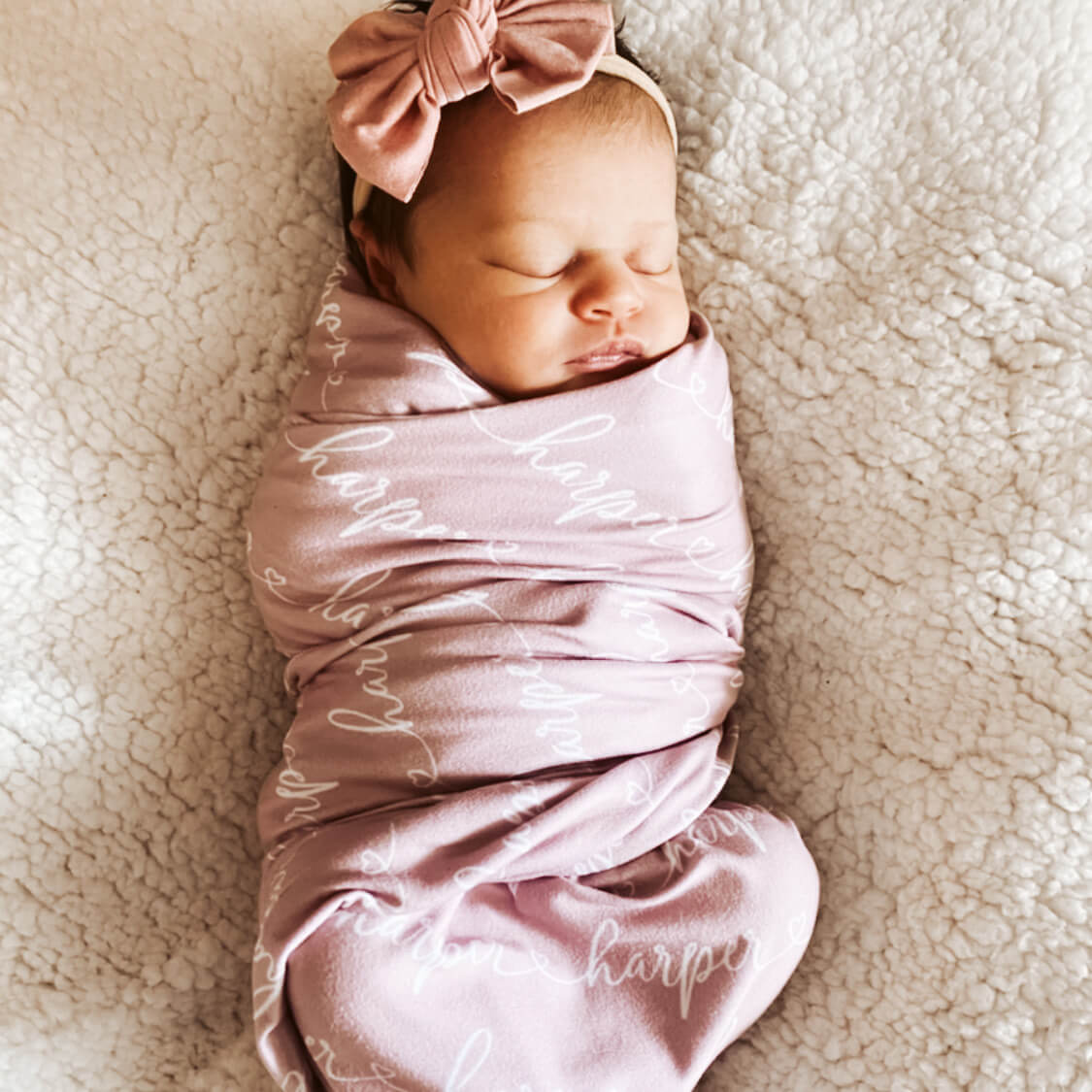  Personalized Light Mauve Baby Name Swaddle Blanket - Heart Script、mySite、layawaytickets