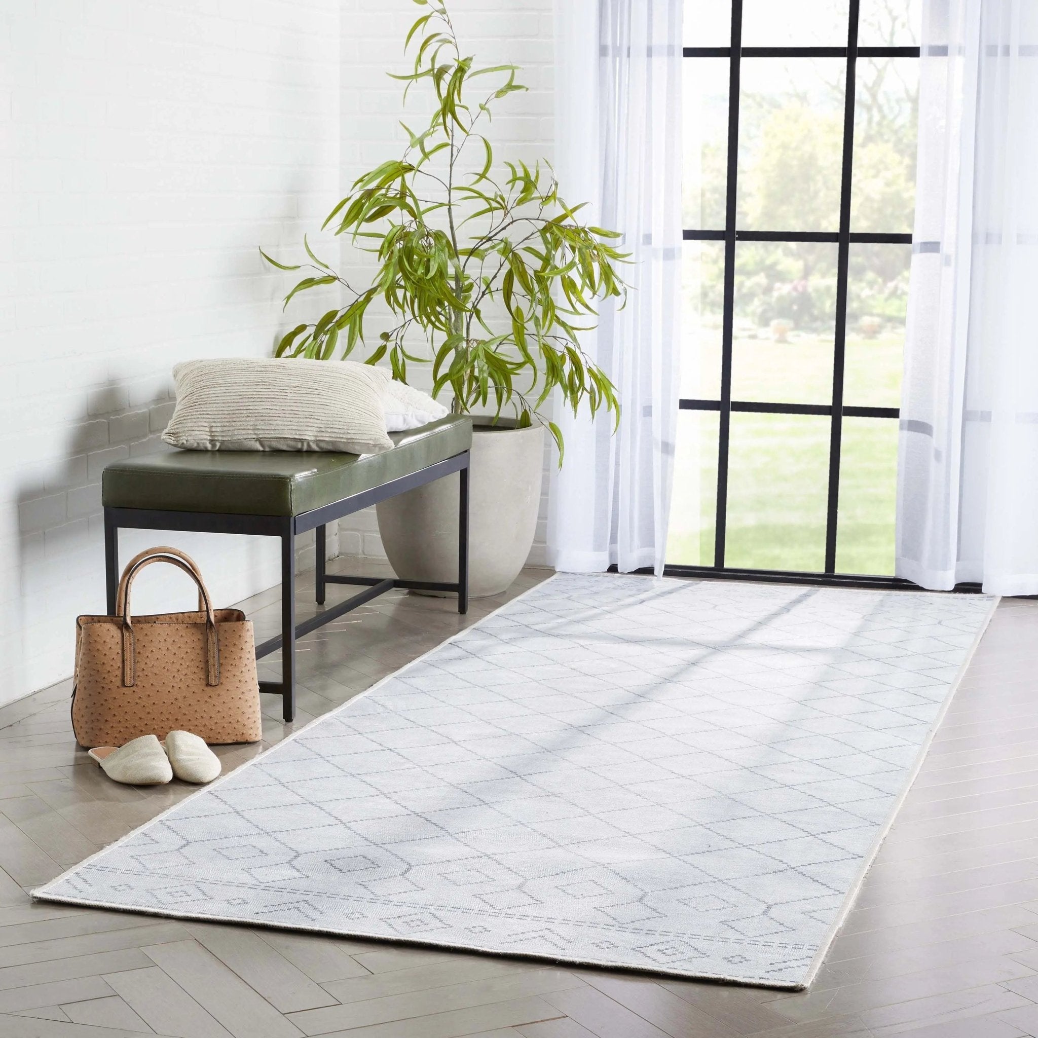 Anastasia Moroccan Trellis Pattern Ivory Grey Area Flat-Weave Rug、mySite、gigharbornorthrealestate