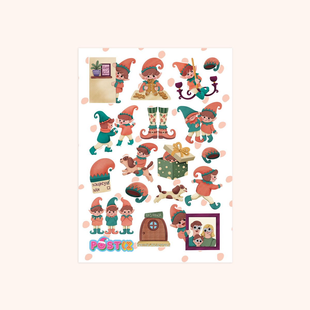  Elf on the Naughty Shelf A6 Sticker Sheet、mySite、ghnorth