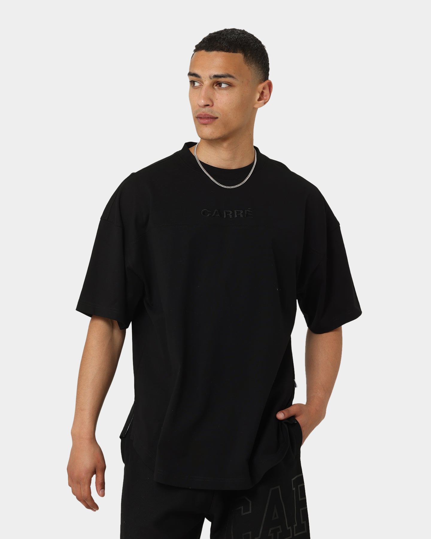 Carré Grid Iron Oversized T-Shirt Black、mySite、zt4zffjzw