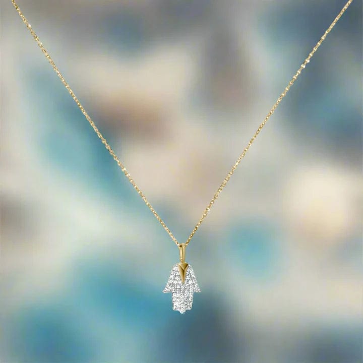 Hamsa and Diamond Necklace - 14k Gold、mySite、topwebapps