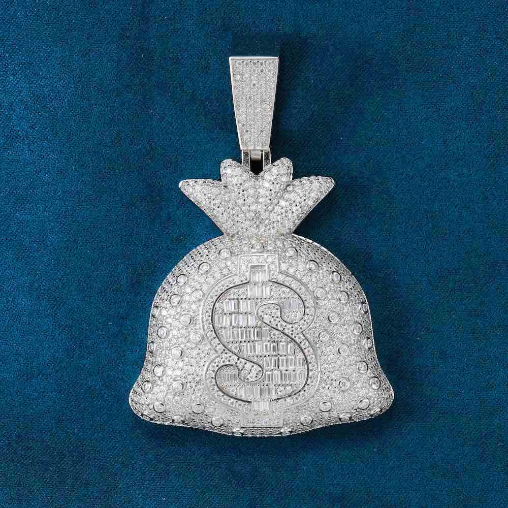 Moissanite Baguette Money Bag Pendant 14K Gold、mySite、hinf8tx79