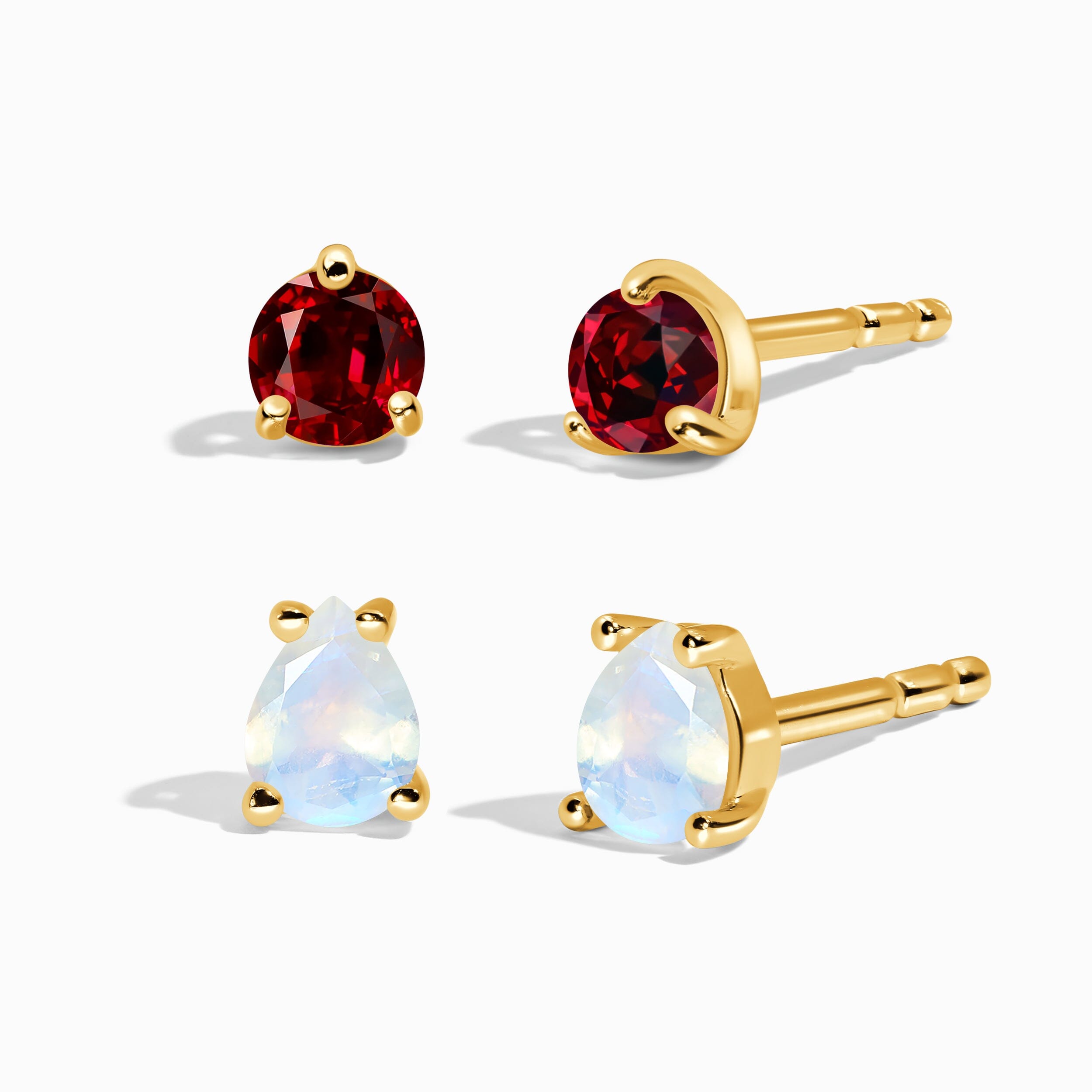 Garnet Moonstone Petite Round & Teardrop Studs、mySite、hinf8tx79