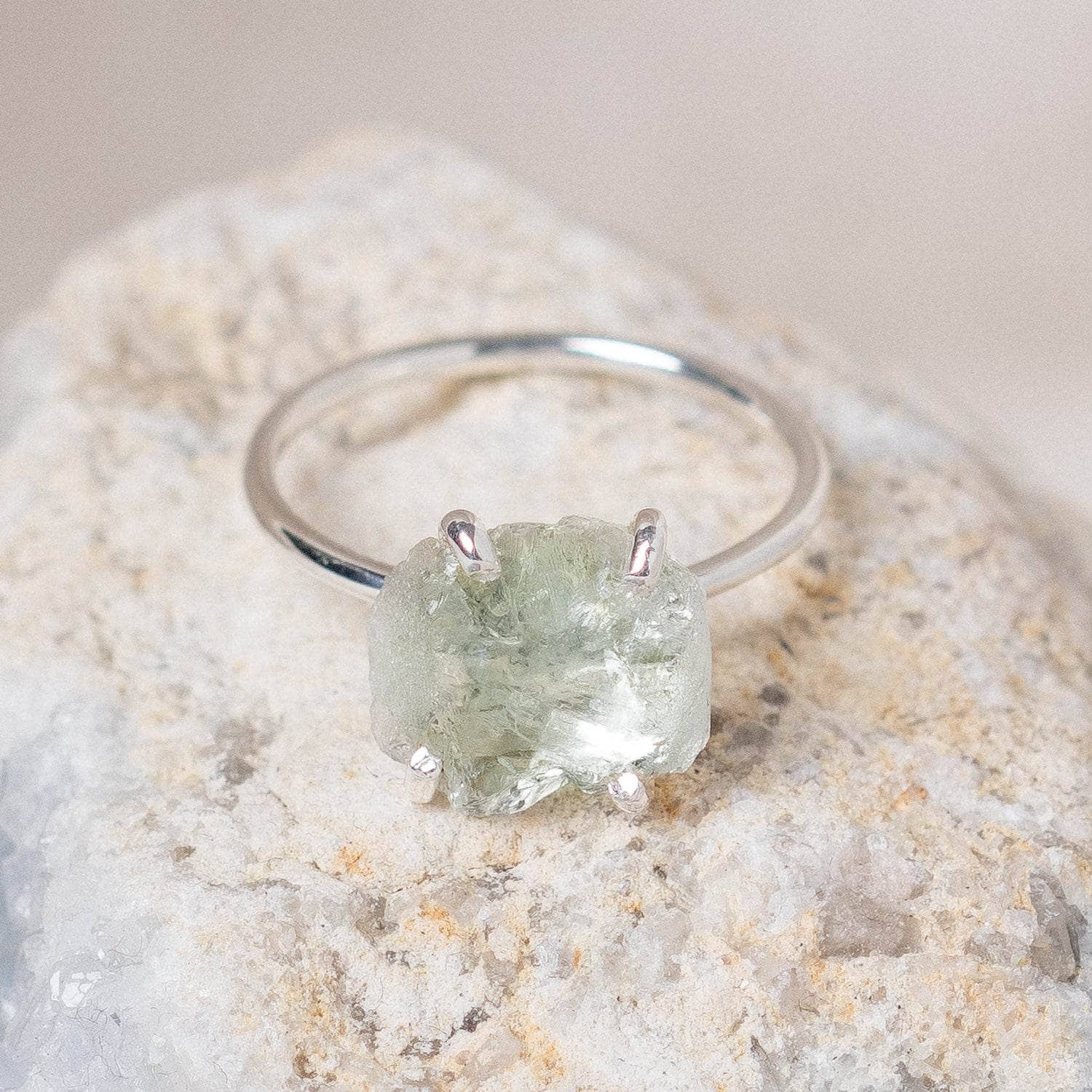 Green Amethyst Raw Freeform Gold or Silver Ring、mySite、hinf8tx79