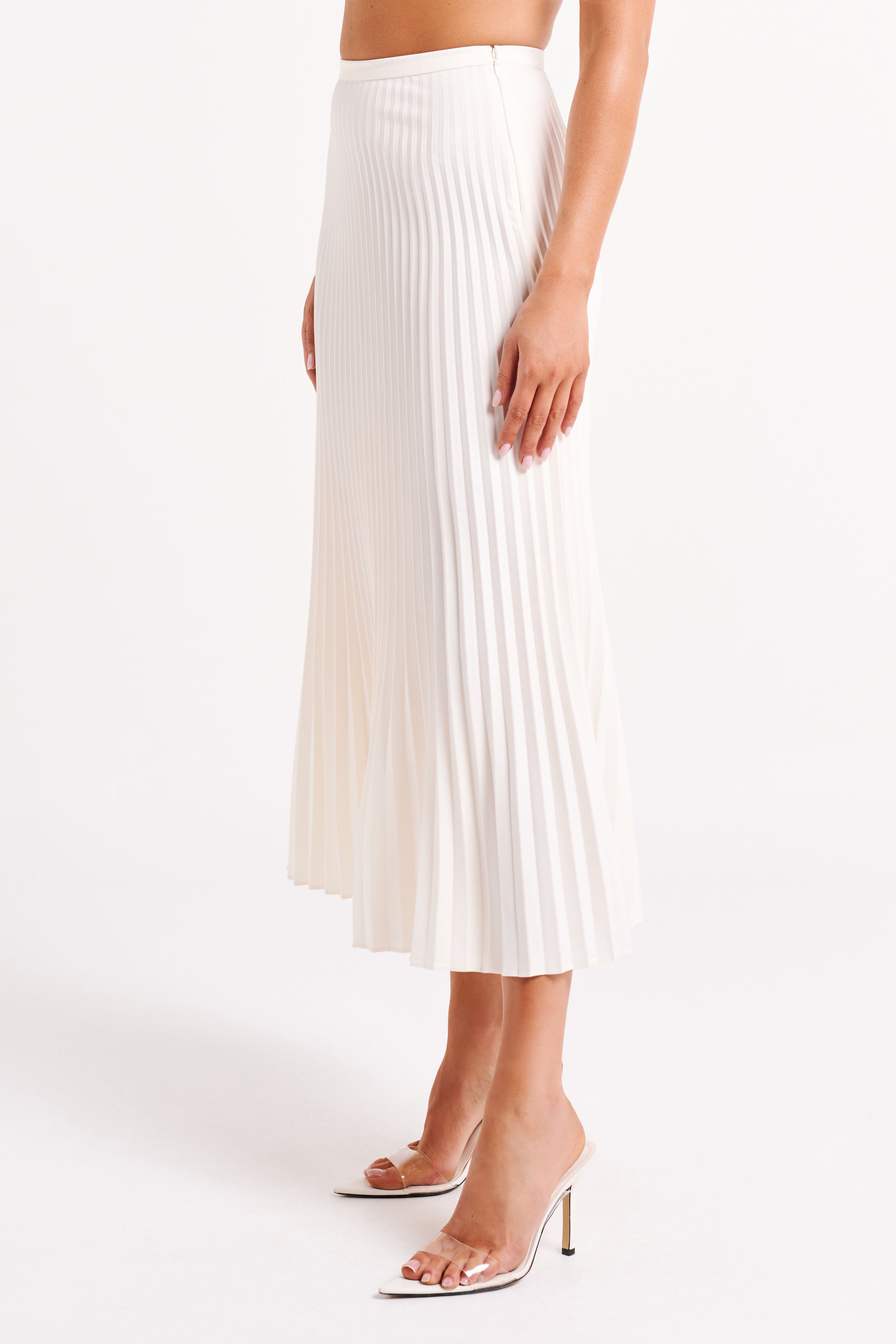 Twyla Pleated Suiting Maxi Skirt - Ivory、mySite、solidvoid