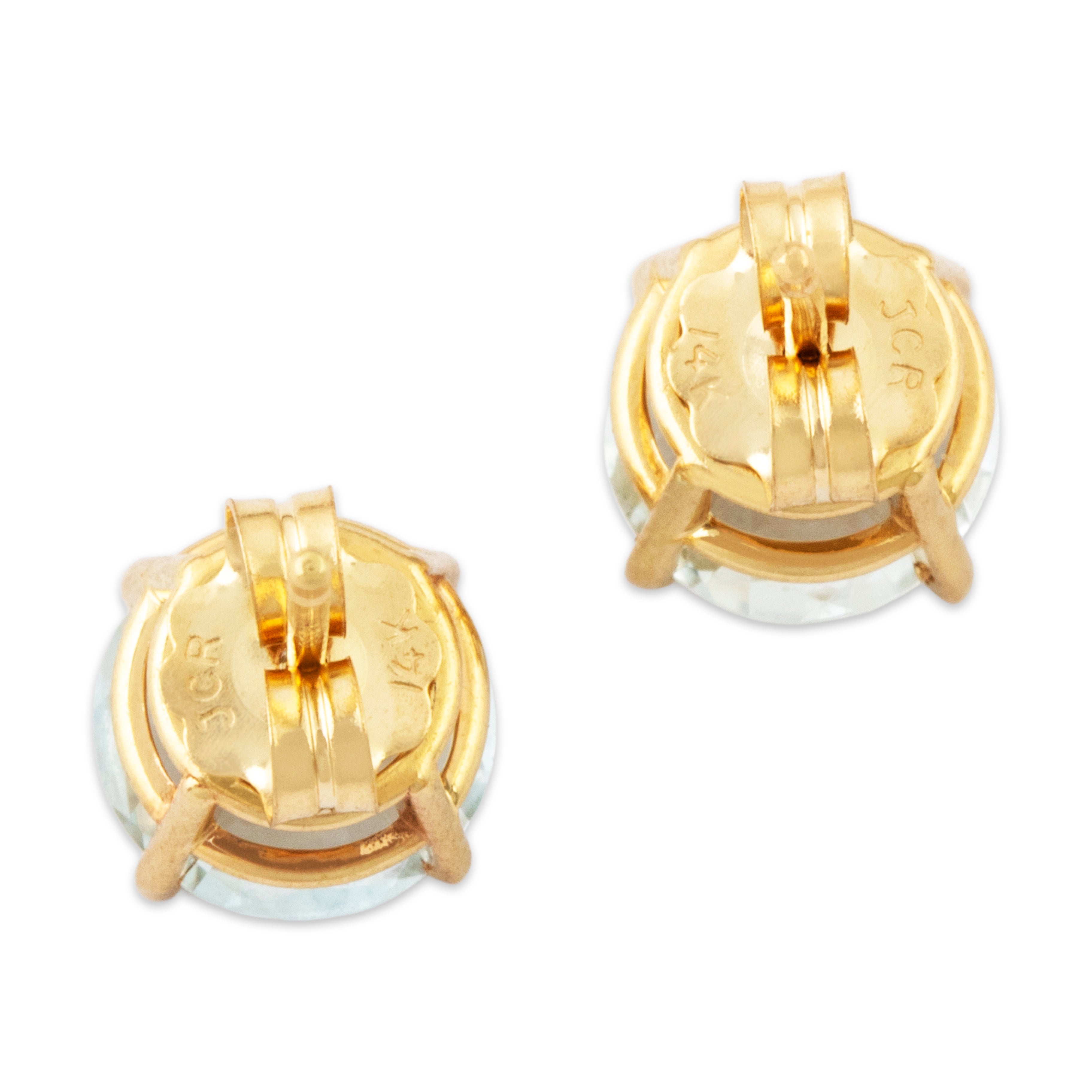 Vintage 14k Yellow Gold 2cttw Aquamarine Sparkling Stud Earrings、mySite、hinf8tx79