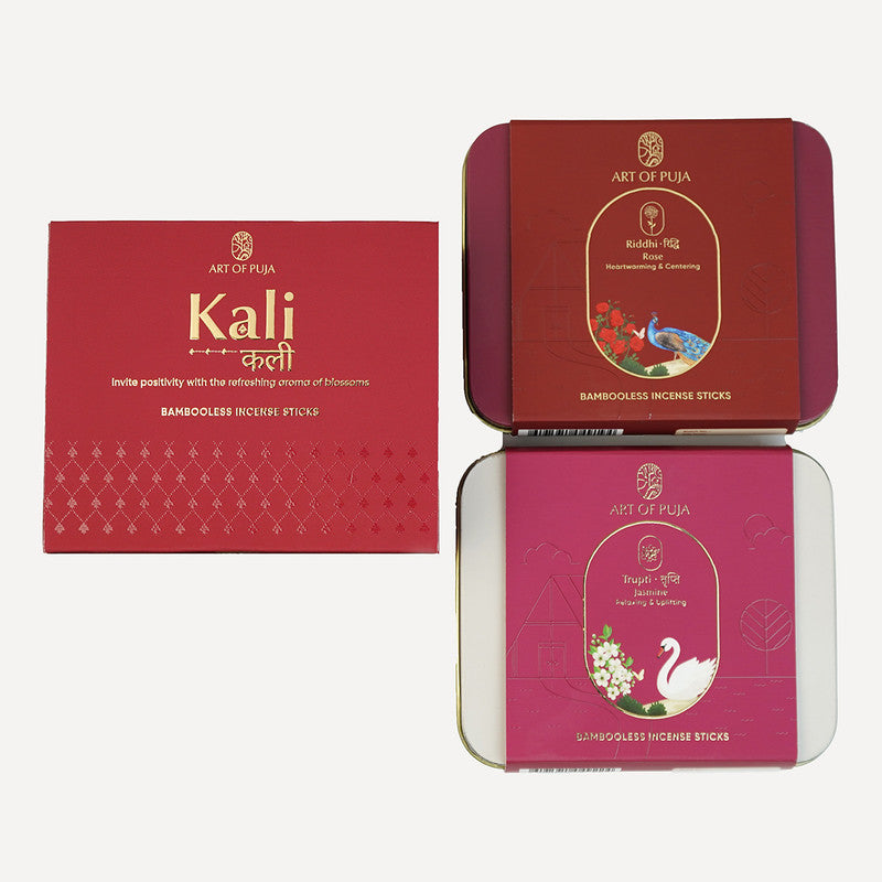 Wooden Festive Gift Box | Incense Stick & Incense Holder | Rose & Jasmine | Set of 2、mySite、camillekostekn