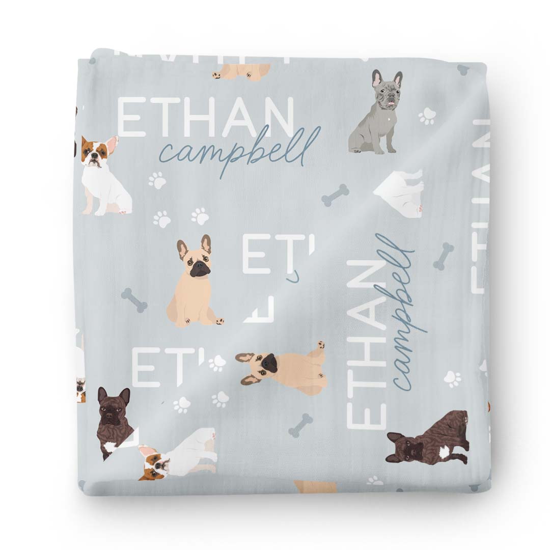  Personalized Baby Name Swaddle Blanket | French Bulldog、mySite、layawaytickets