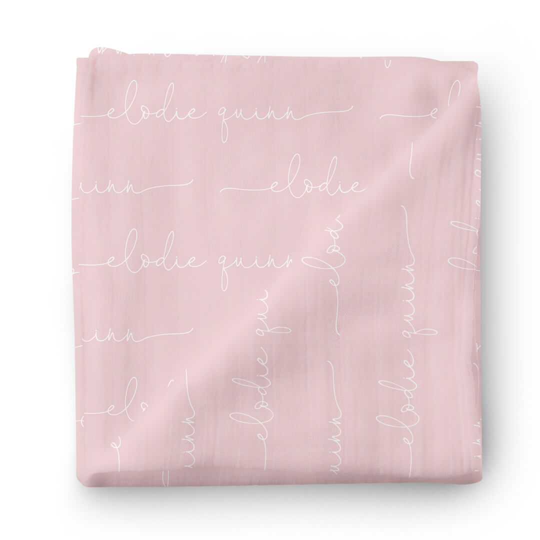  Personalized Petal Pink Baby Name Swaddle Blanket - Script、mySite、layawaytickets