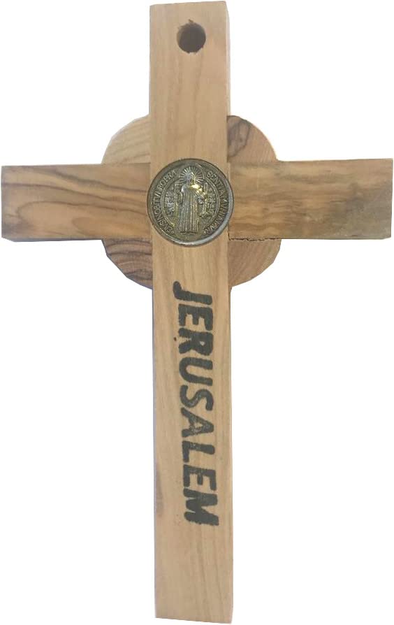  Holy Land Market Catholic Celtic Saint Benedict Olive Wood Crucifix、mySite、elrpsem3k