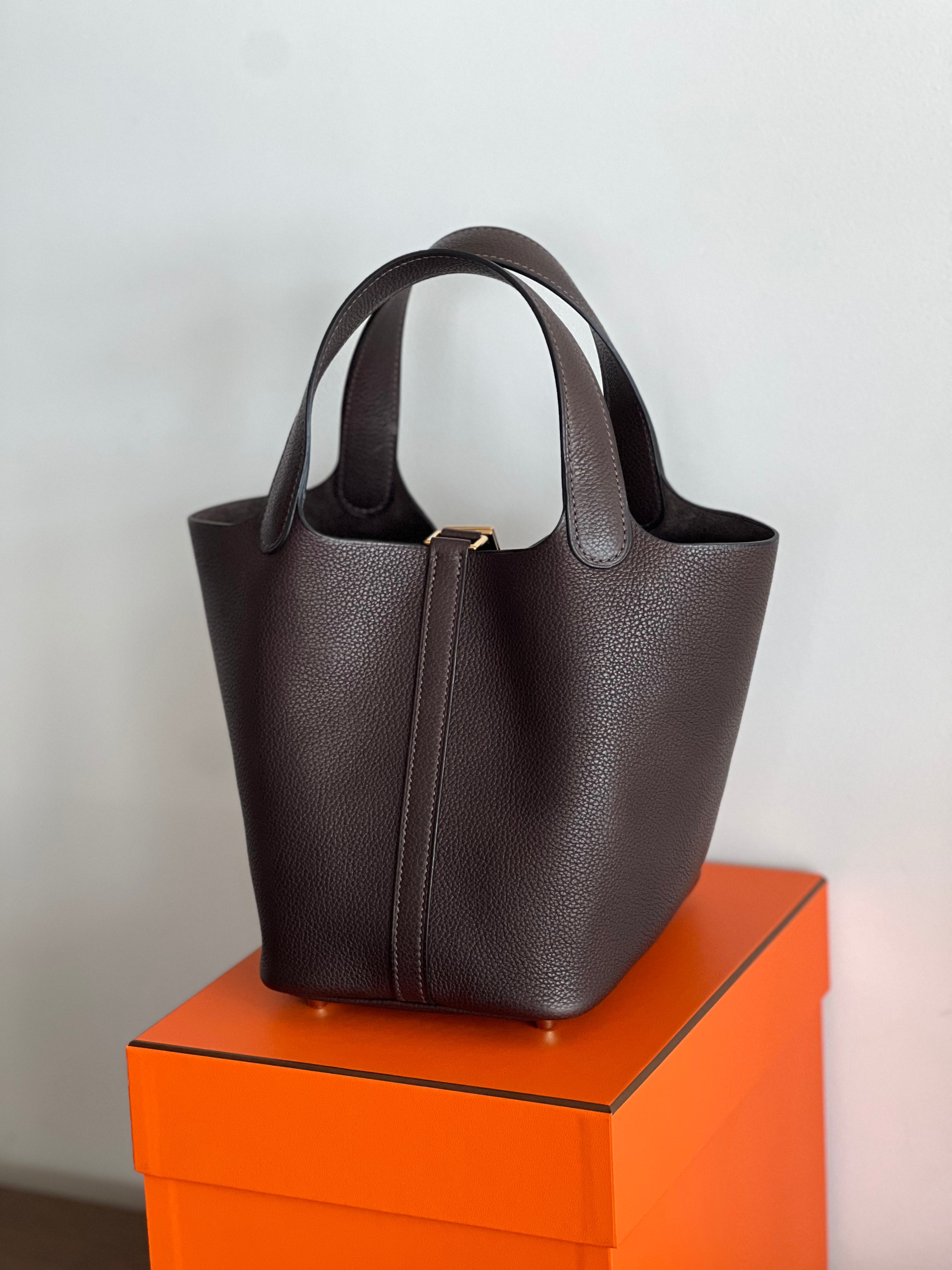 Hermès Picotin Barenia Faubourg 18cm Ebene GHW、mySite、garminoutage.com