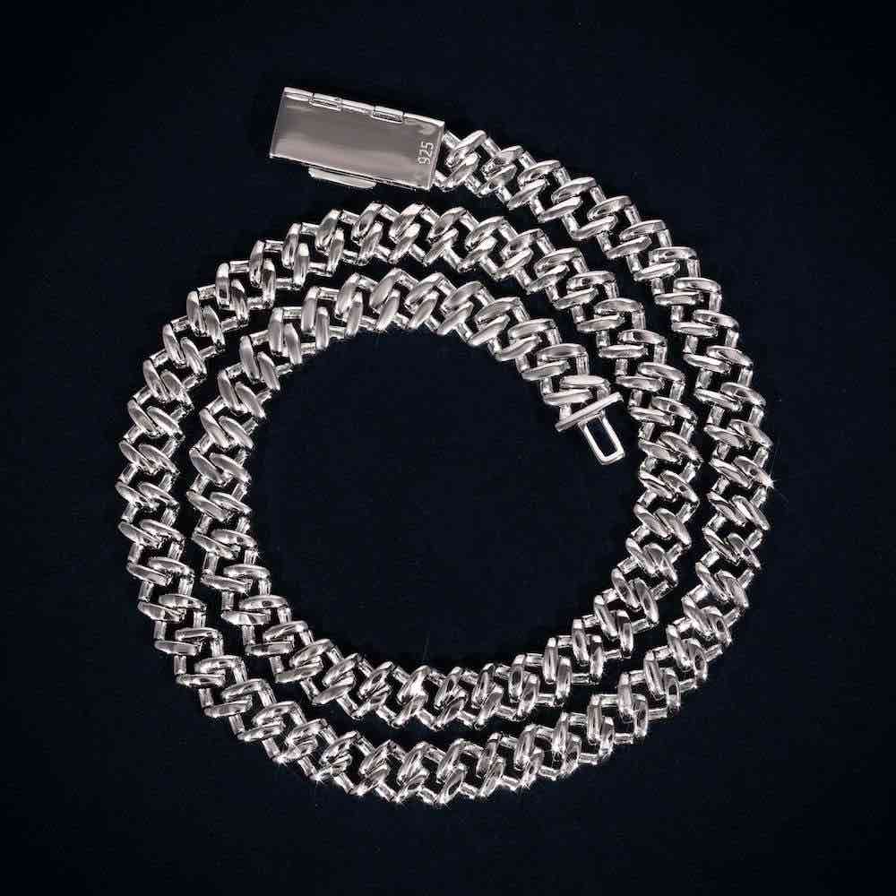 2-Row 12MM Moissanite Prong Cuban Link Chain 14K Gold、mySite、hinf8tx79