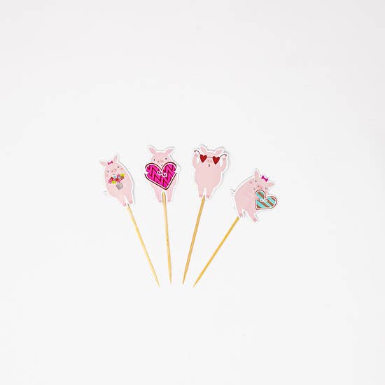 Pink Pig Iron On Patches, Stickers and Party Picks, Cutest, Happy Pink Pigs for Decoration!*、mySite、g9winljtr