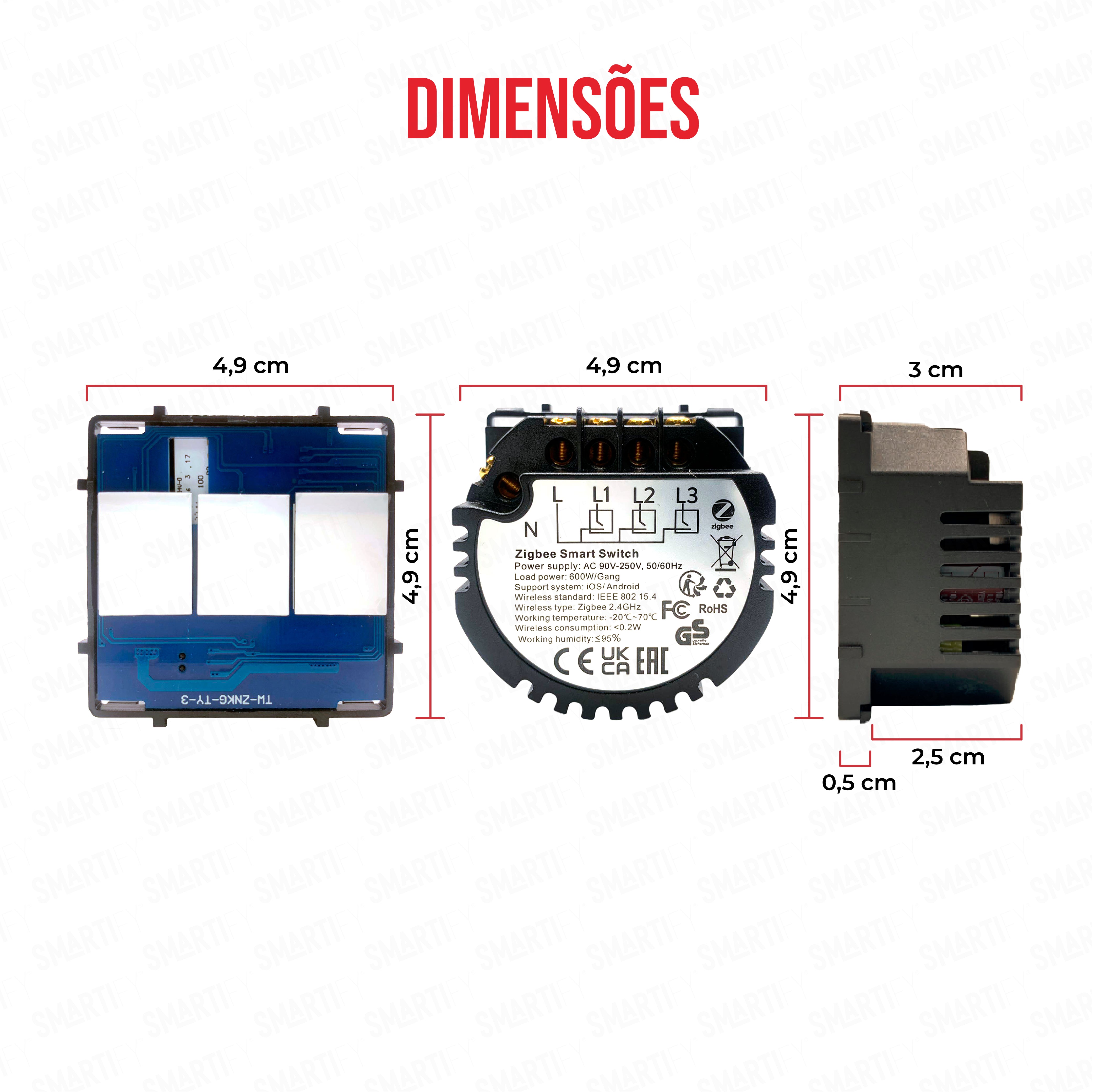 Smartify vPRO Módulo de 3 Canais Inteligente Zigbee (com neutro) - SYPM03ZBN、mySite、fannypackpong