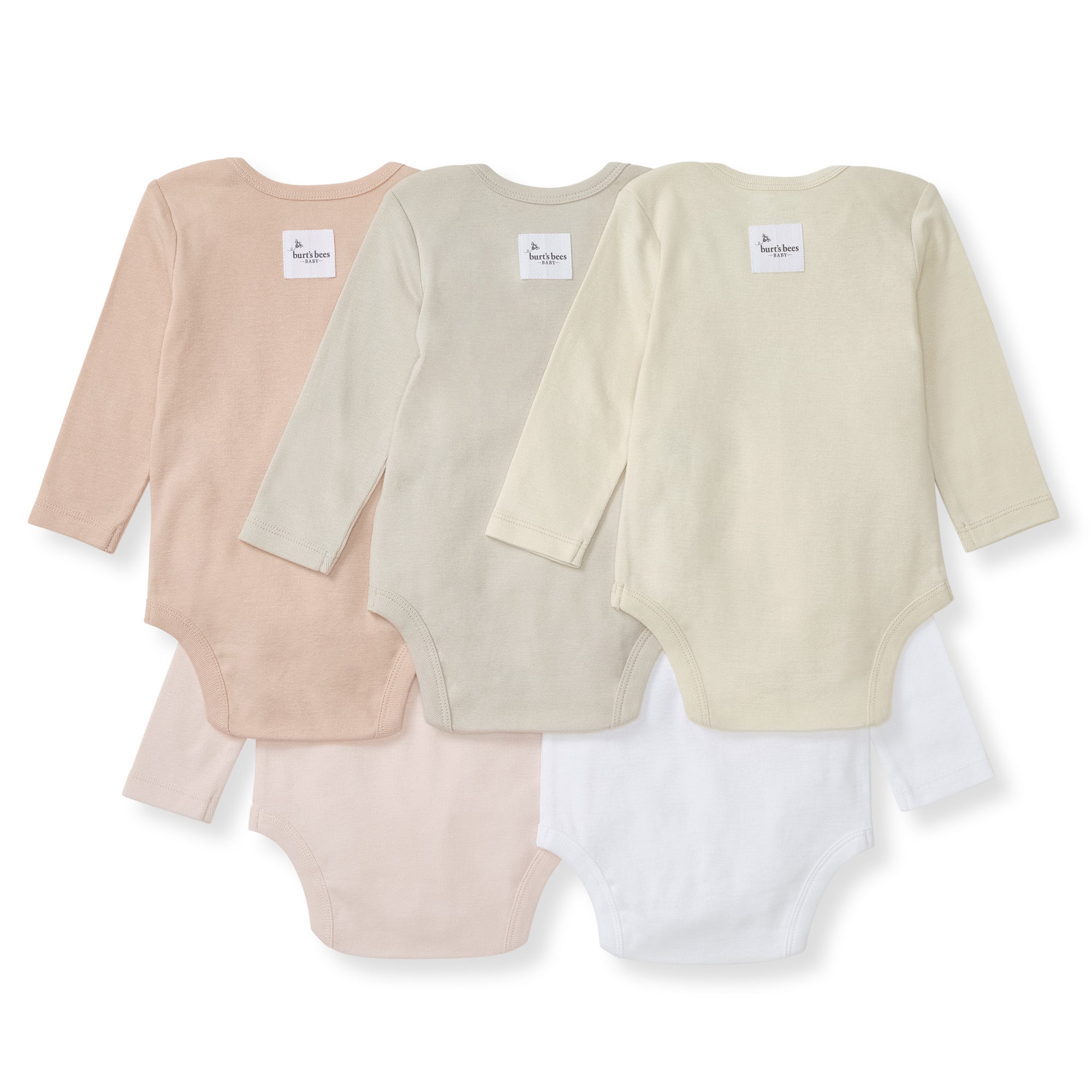 Solid Organic Cotton Long Sleeve Baby Bodysuits 5 Pack - Pink Sand、mySite、g9winljtr