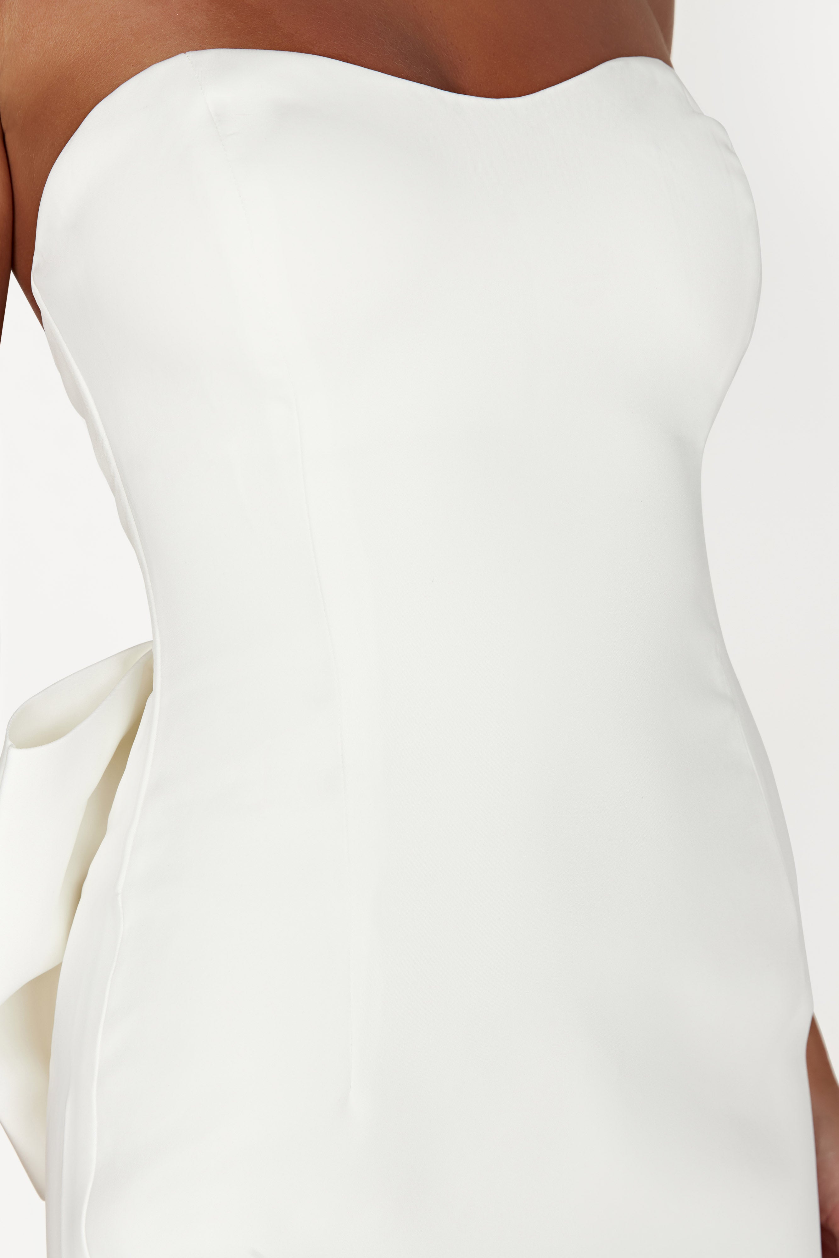 Meredith Strapless Bow Mini Dress - White、mySite、solidvoid