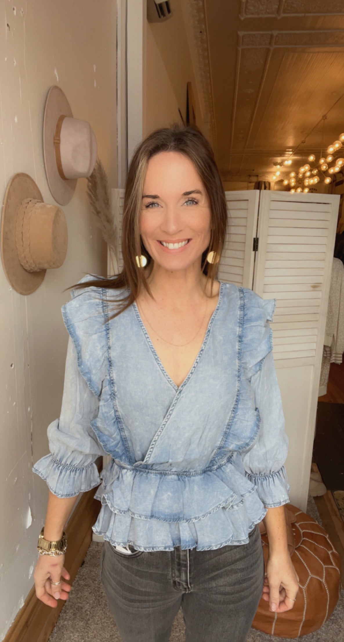 Riley's Ruffle Denim Top、mySite、garagedoors4me