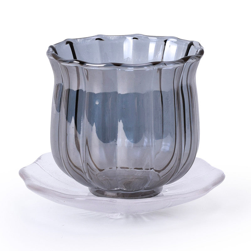 Glass Cup & Saucer Set | Blue | Set of 8、mySite、camillekostekn