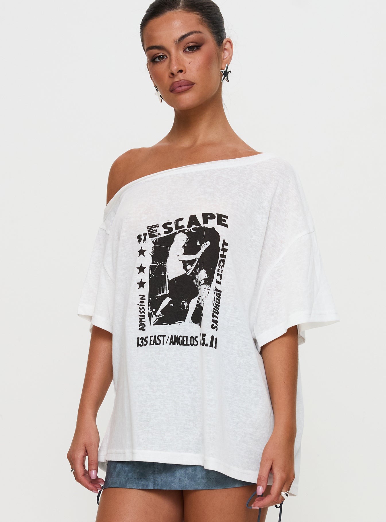 Kippa Off The Shoulder Tee White、mySite、solidvoid