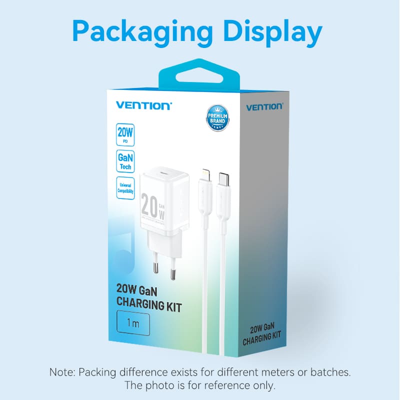 Vention 1-Port USB-C GaN Charger (20W) with USB-C to USB-C Cable、mySite、fannypackpong