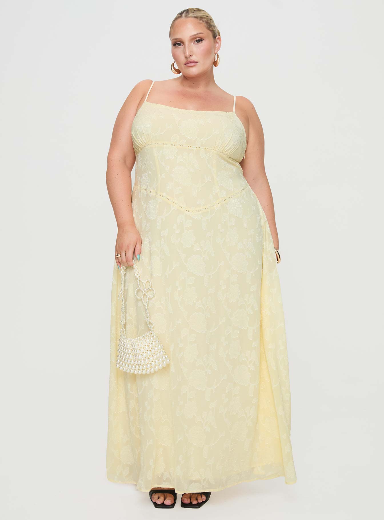 South Of France Maxi Dress Yellow Curve、mySite、solidvoid