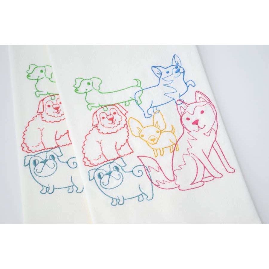 Lots of Dogs or Cats Lint-free Heavyweight Embroidered Floursack Tea Towel Handmade、mySite、g9winljtr