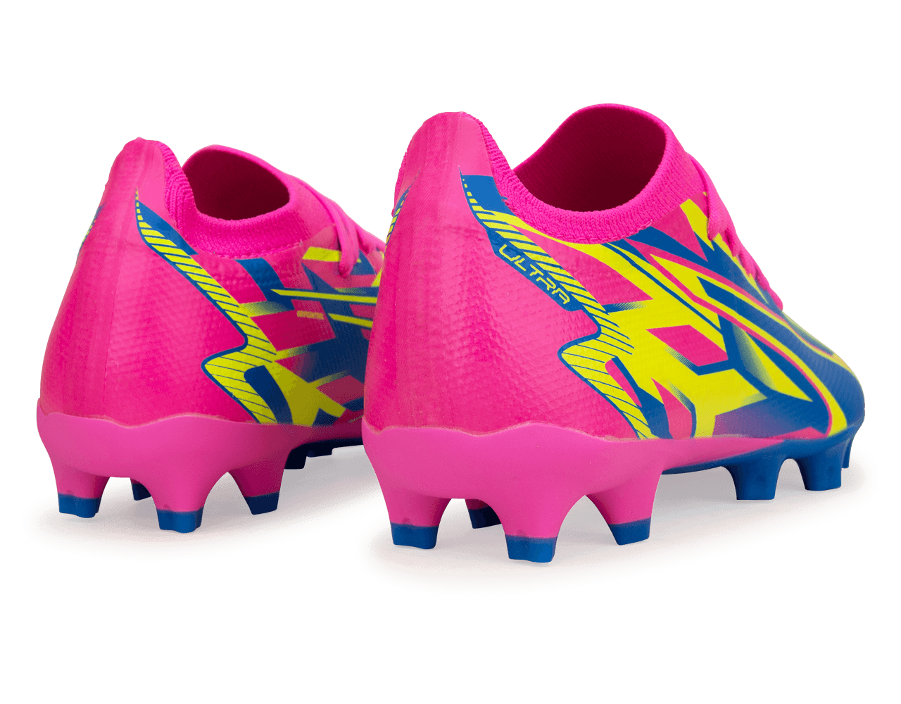 PUMA Men's Ultra Match Energy FG/AG Pink/Blue/Yellow、mySite、noshort