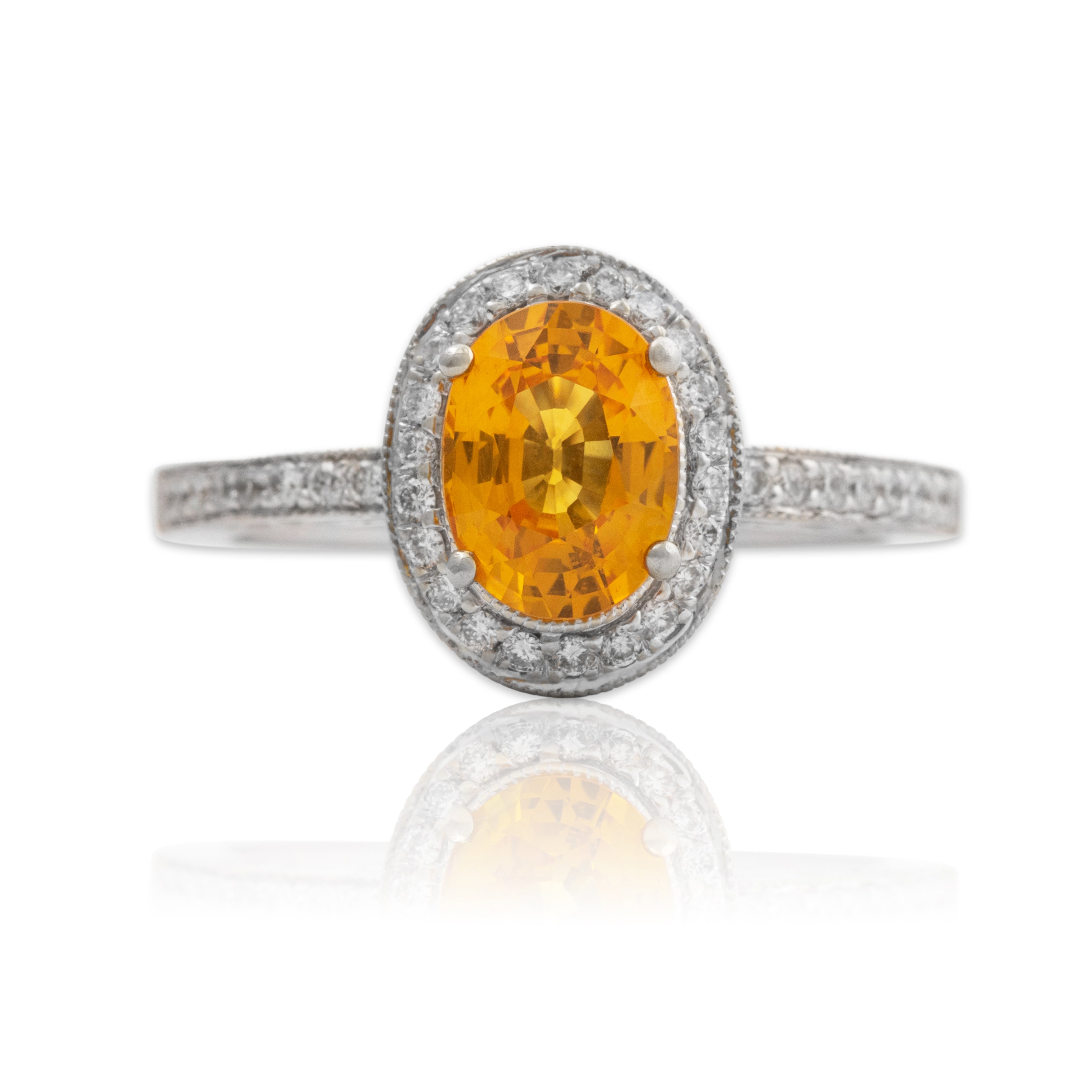 Vintage 18k White Gold 1.54ct Yellow Sapphire 0.5cttw Diamond Radiant Ring 6.50、mySite、hinf8tx79