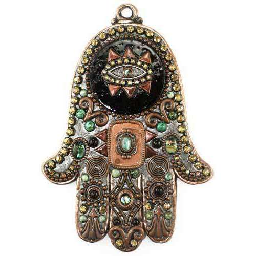 Michal Golan Copper and Onyx Evil Eye Wall Hamsa、mySite、topwebapps