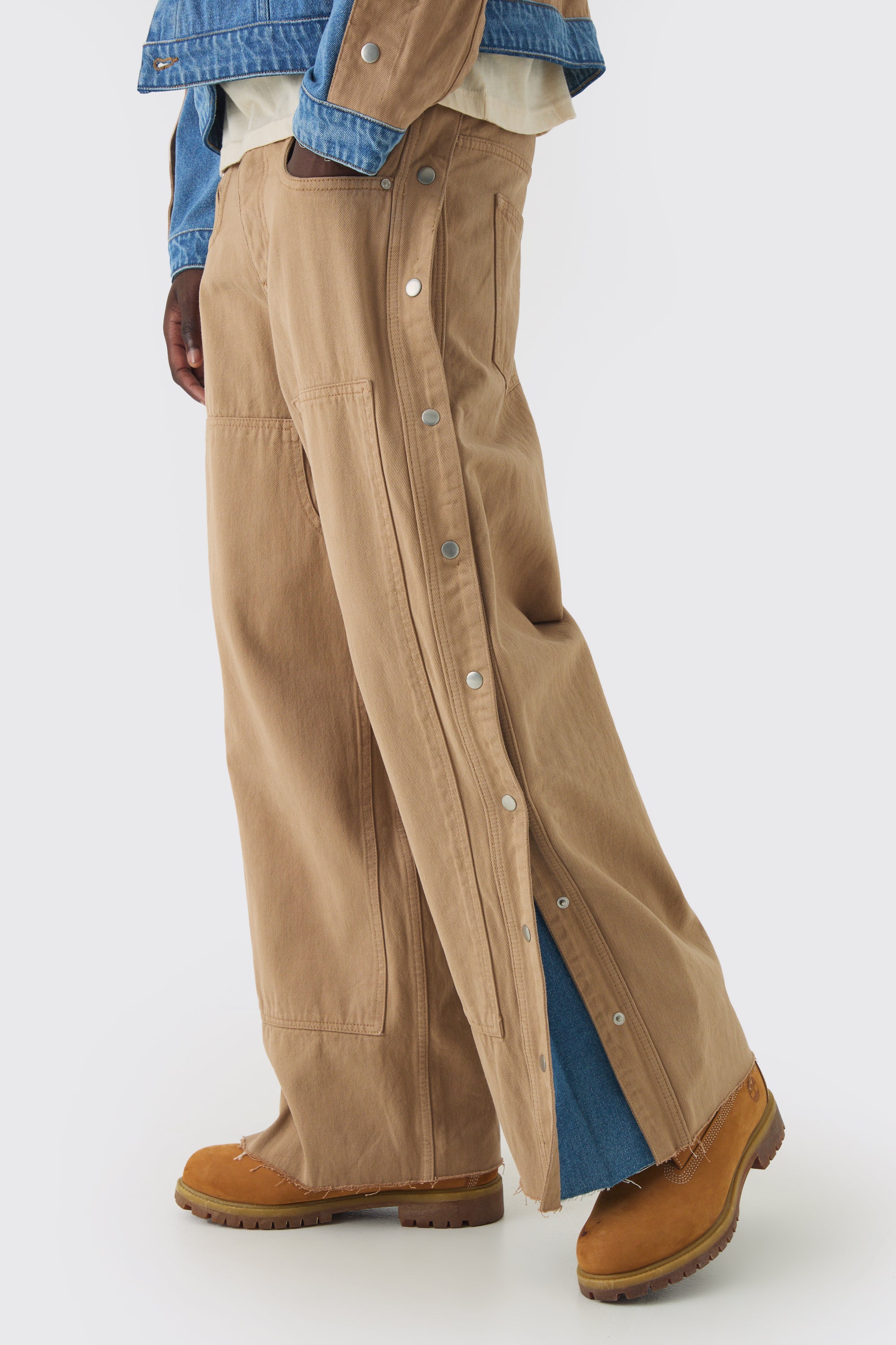  Boohooman Extreme Baggy Rigid Double Layered Jeans Stone Beige、mySite、justintrudeaud