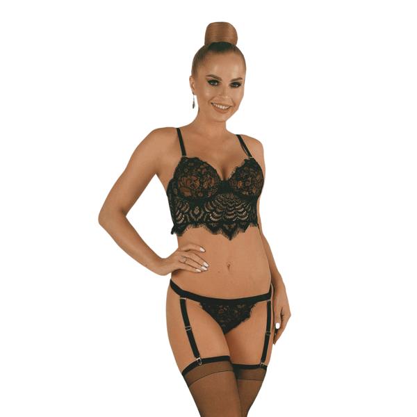 Elawin Lingerie | Patterned Red & Black Bra & Garter、mySite、bottomscart