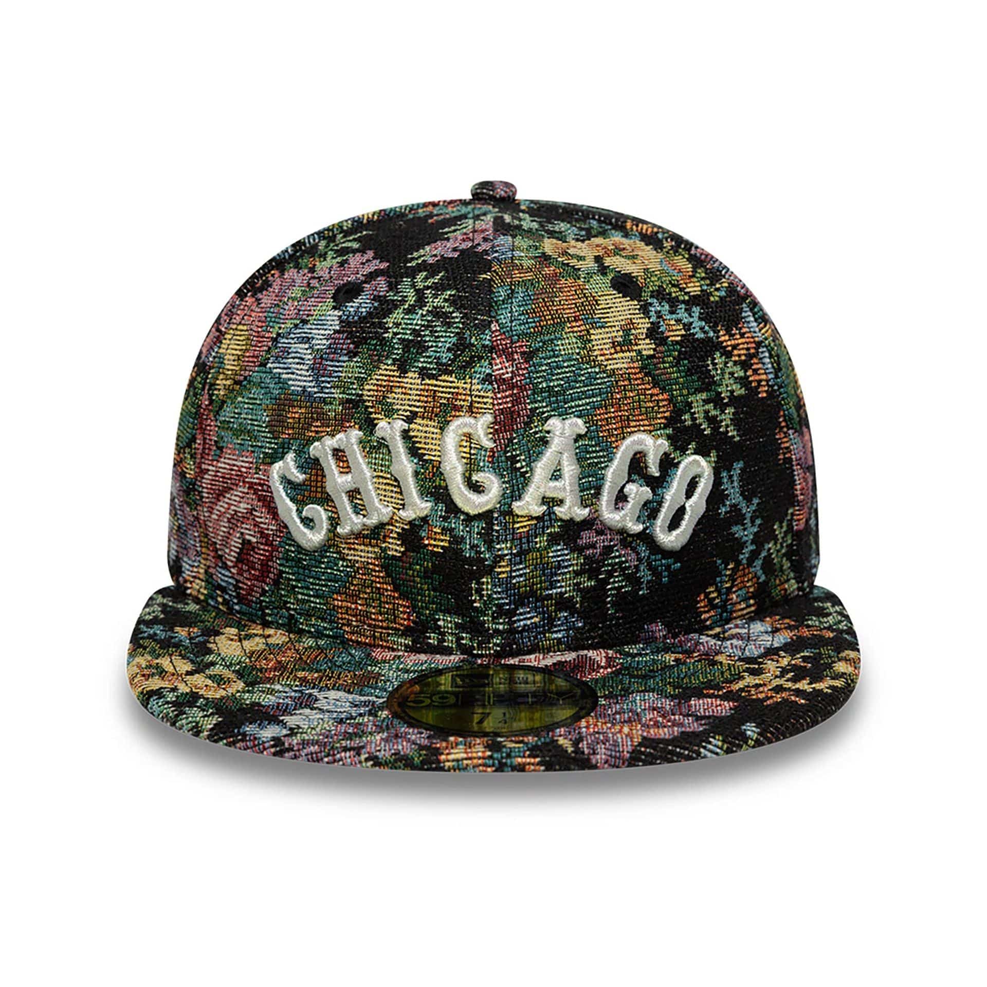 Chicago White Sox Jacquard Patterns All Over Print Black 59FIFTY Fitted Cap、mySite、vikingsvslions
