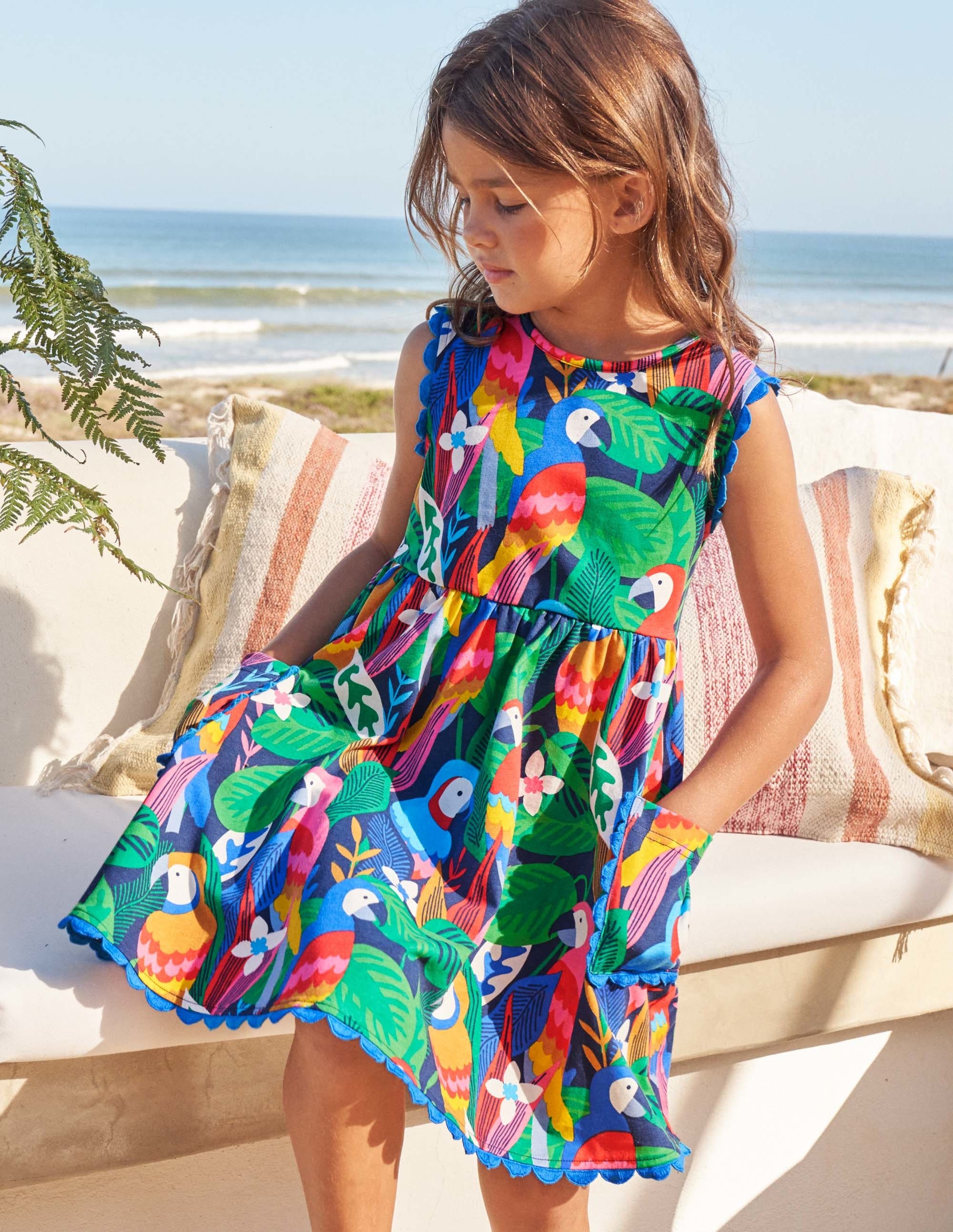  Trim Detail Jersey Dress-Multi Parrots、mySite、ashleygrahame