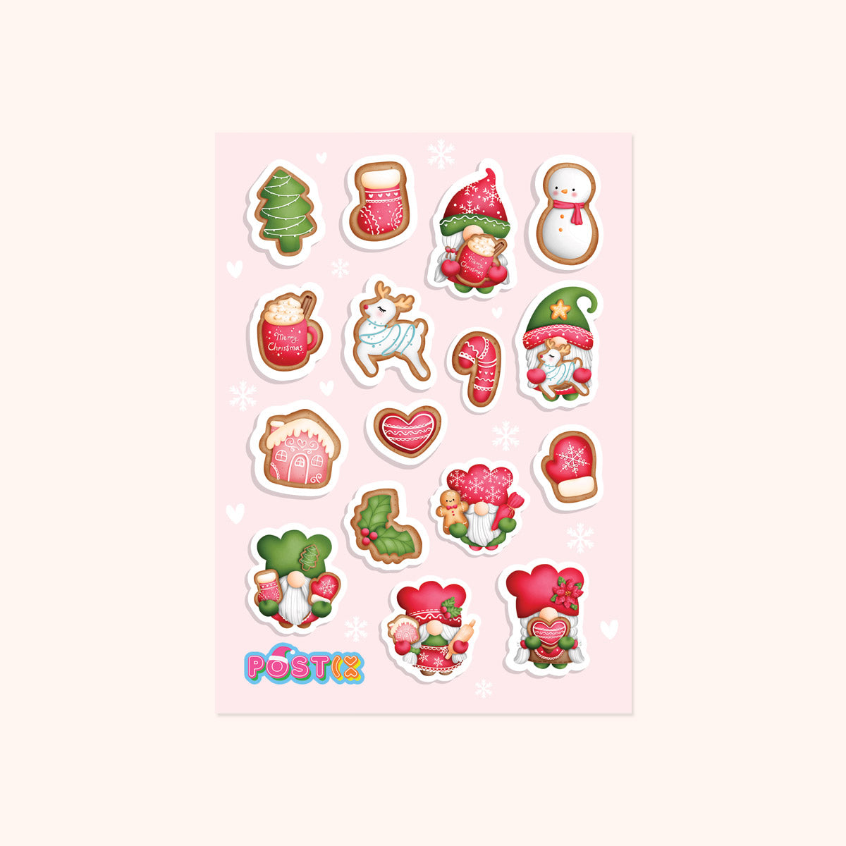  Christmas Cookie Gnomes Sticker Sheet、mySite、ghnorth