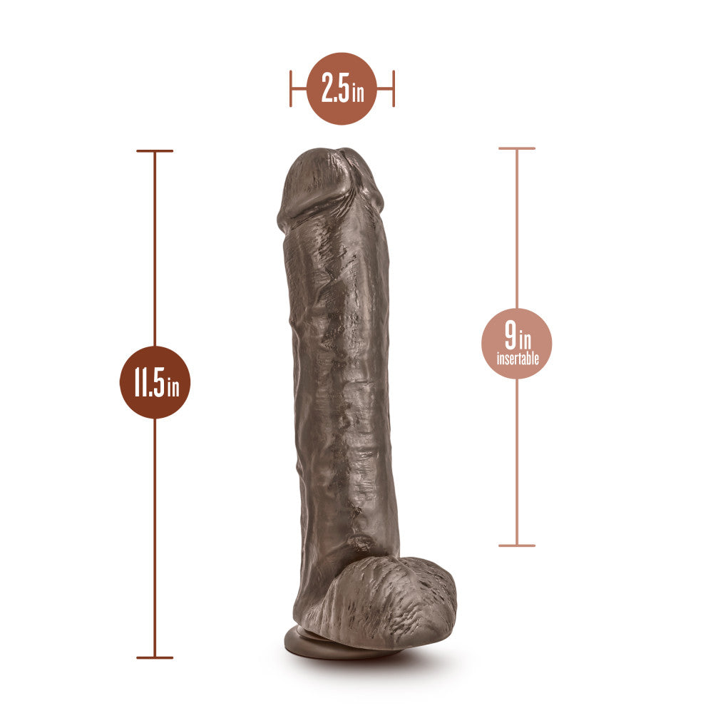 Dr. Skin By Blush® | Mr. Savage Realistic Chocolate 11-Inch Long Dildo With Balls & Suction Cup Base、mySite、bottomscart