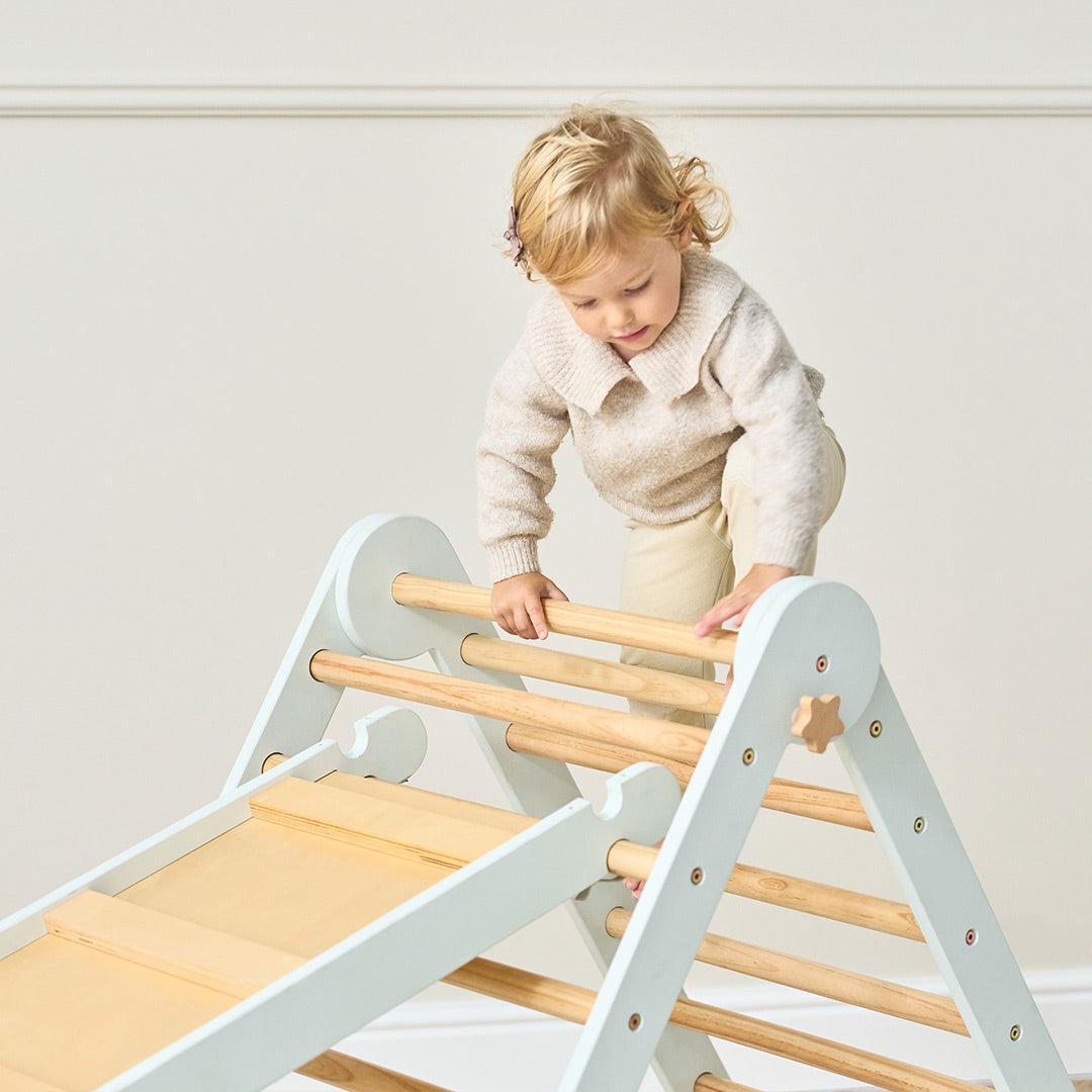  Tutti Bambini Scala Montessori 3 In 1 Pikler Climbing Frame With Climbing Wall - Sea Mist、mySite、merchandisen