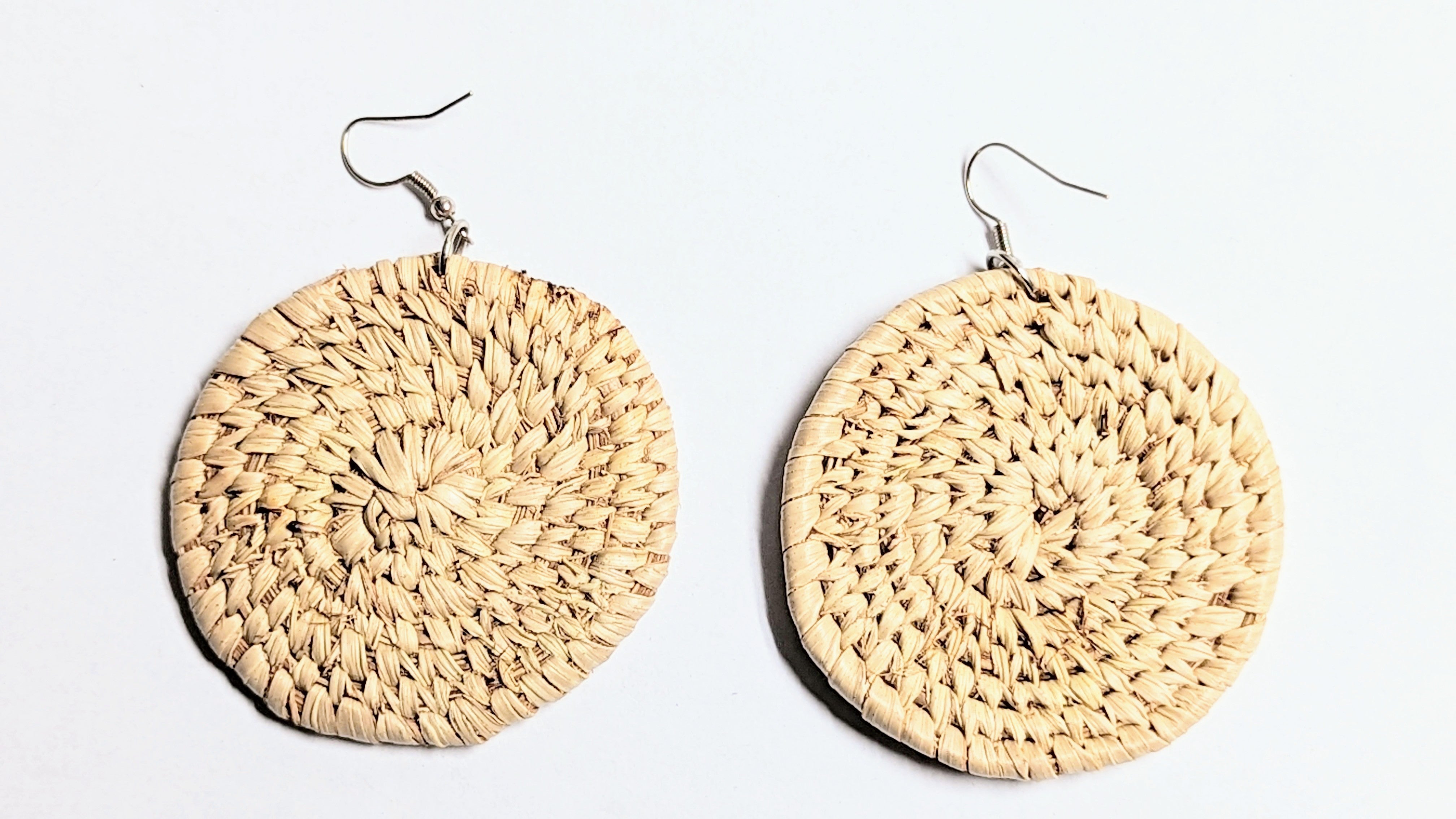 Fathia Tan African Raffia Palm hook Earrings-DPJTARGE11、mySite、solidvoid